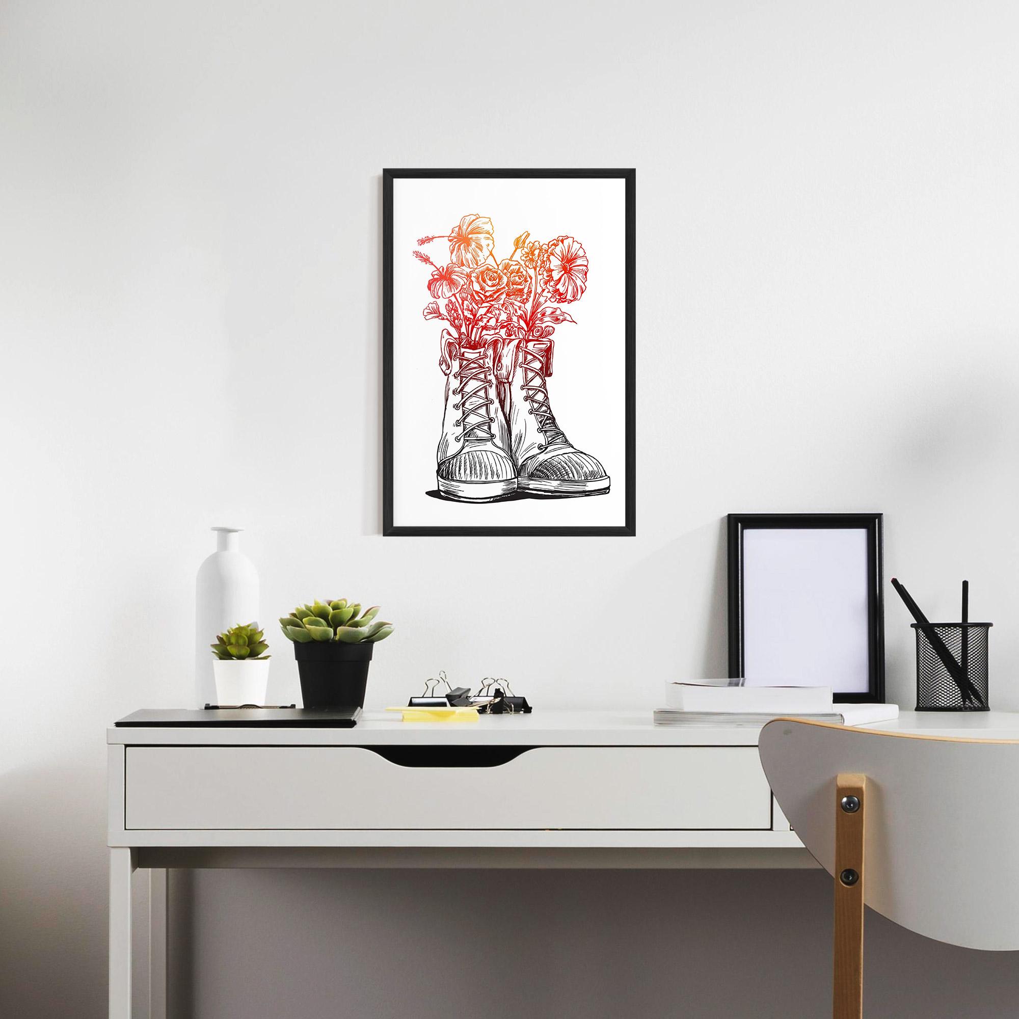 Poster Înrămat Flower In Shoes mockup 7