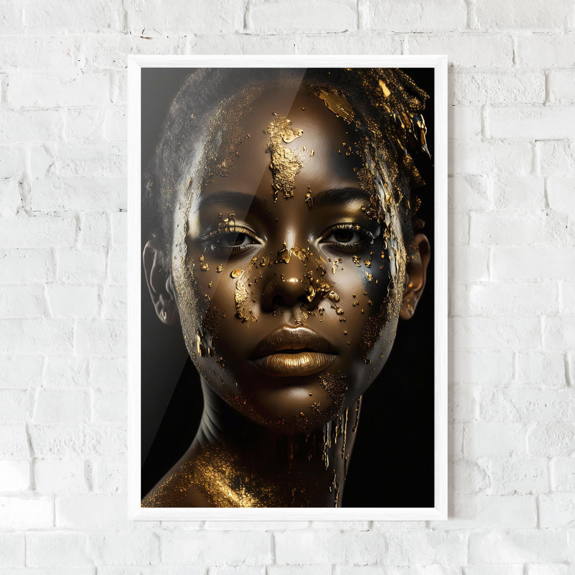 Poster Înrămat Attractive Gold Woman mockup 0