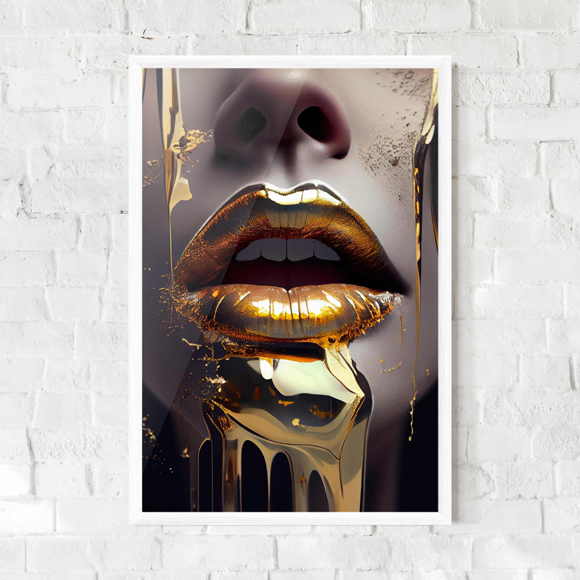 Poster Înrămat Glamorous Gold Lips mockup 0