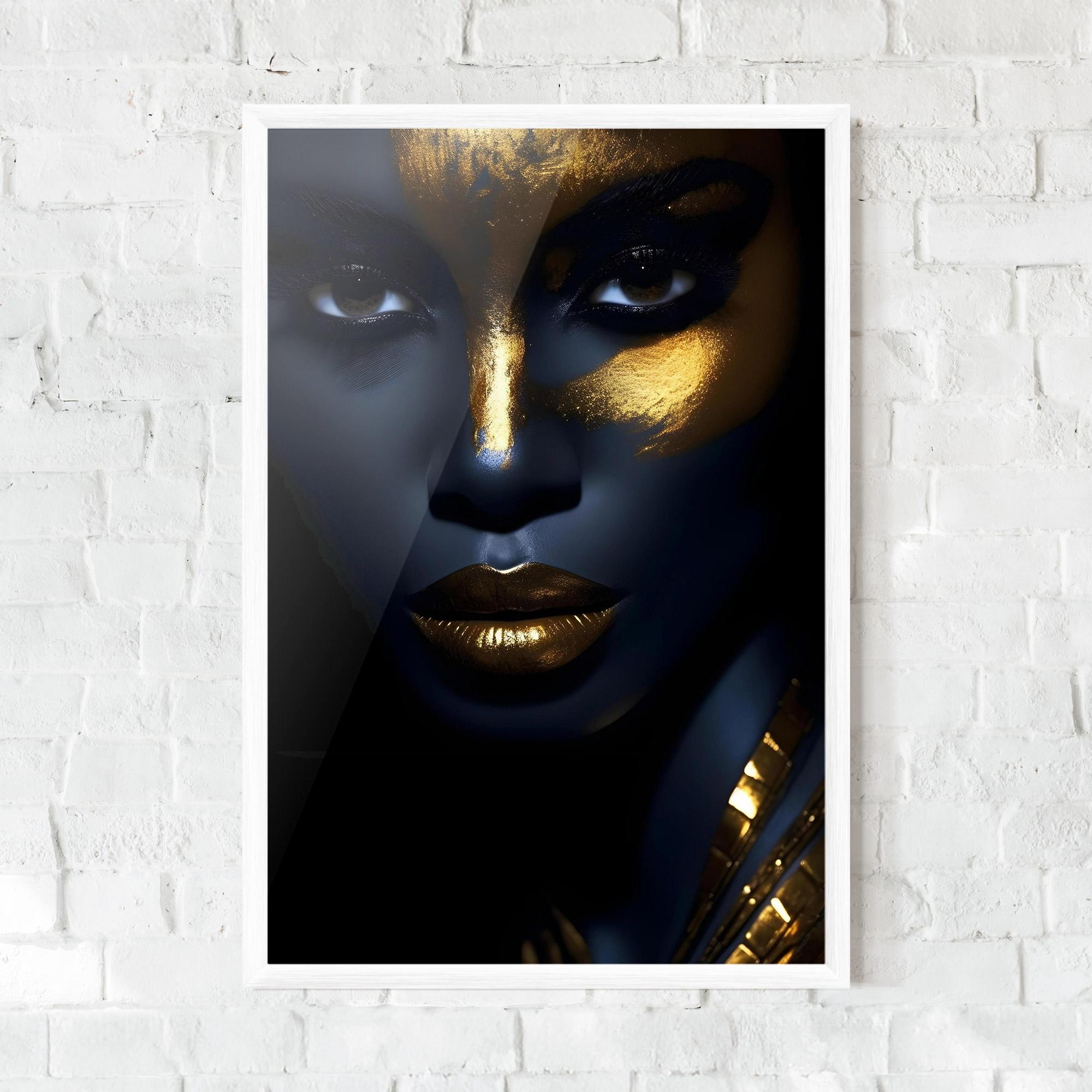 Poster Înrămat Gold Blue Face mockup 0