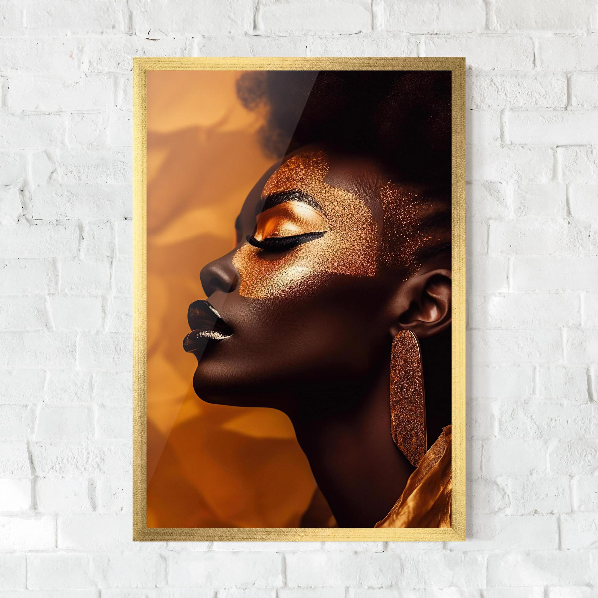 Poster Înrămat Fashion Gold Portrait mockup 0