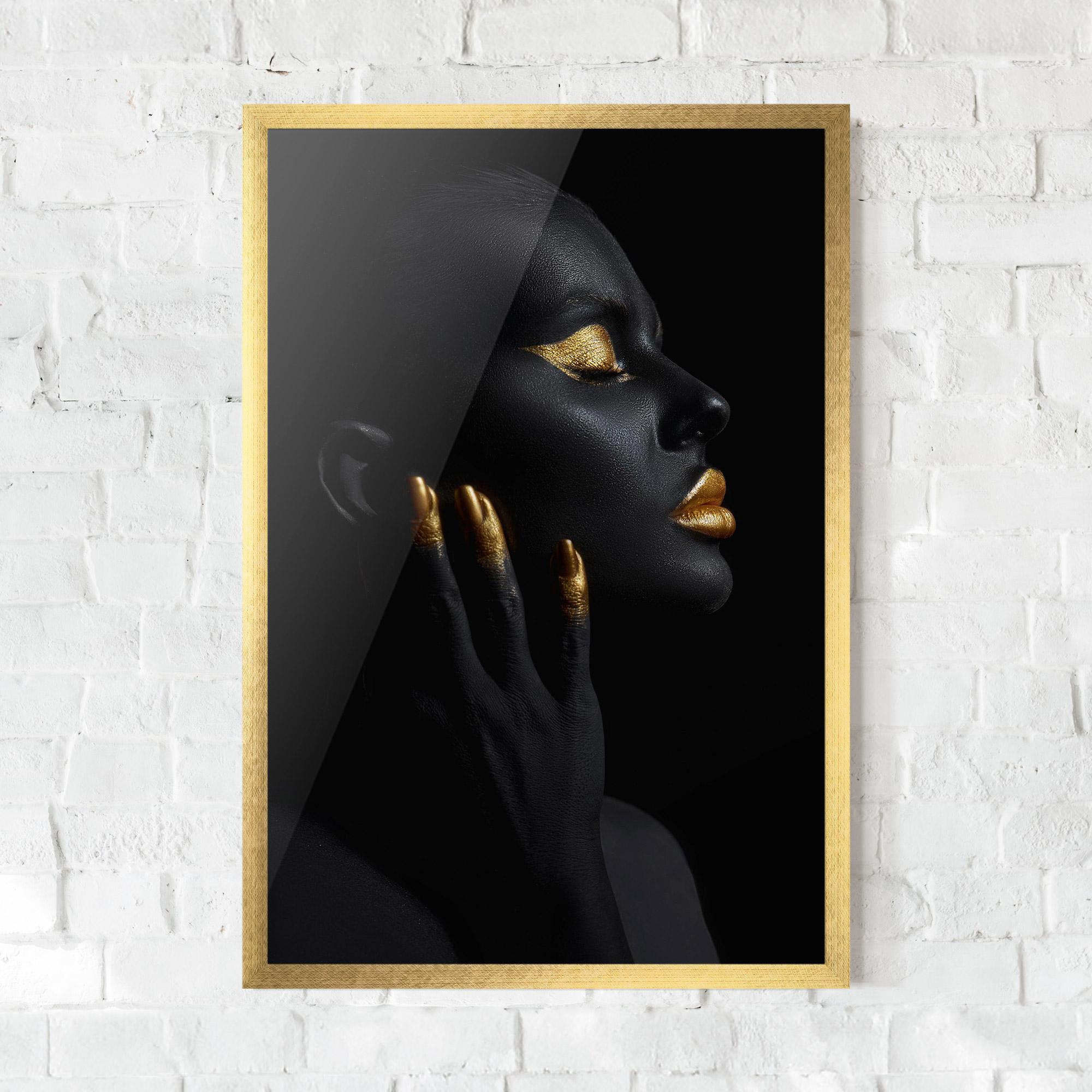 Poster Înrămat Gold Black Paint mockup 0