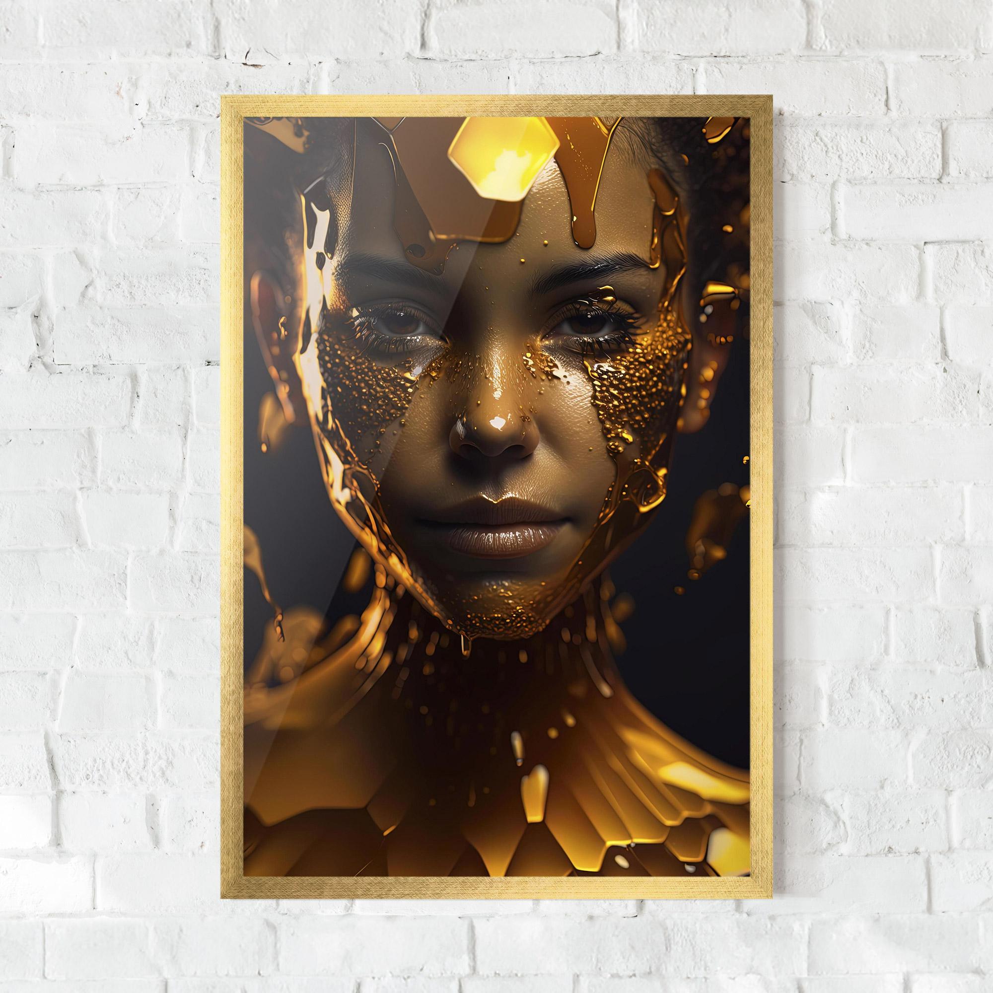 Poster Înrămat Gold Honeycomb Girl mockup 0