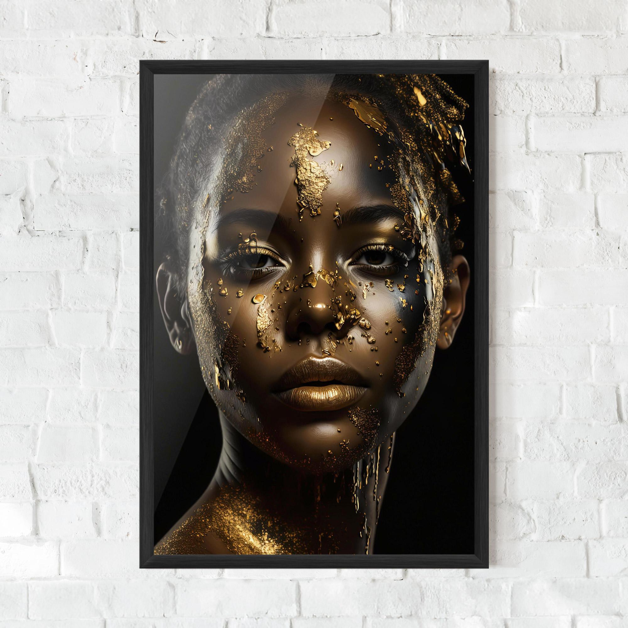 Poster Înrămat Attractive Gold Woman mockup 0