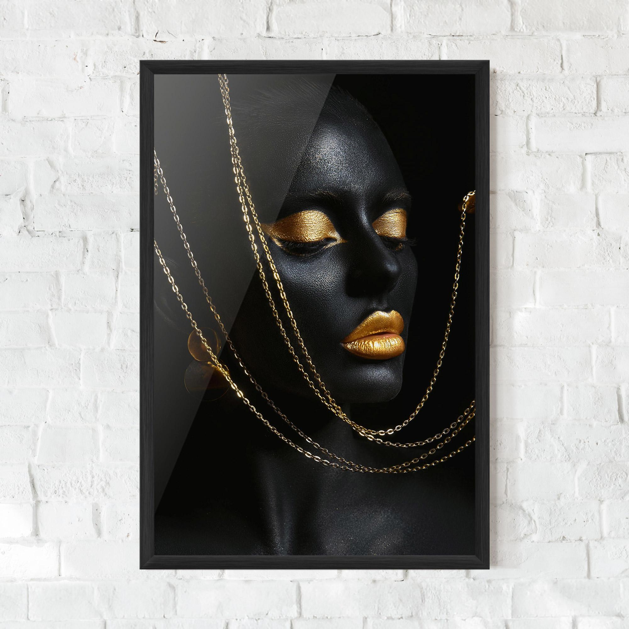 Poster Înrămat Chain Gold Lips mockup 0