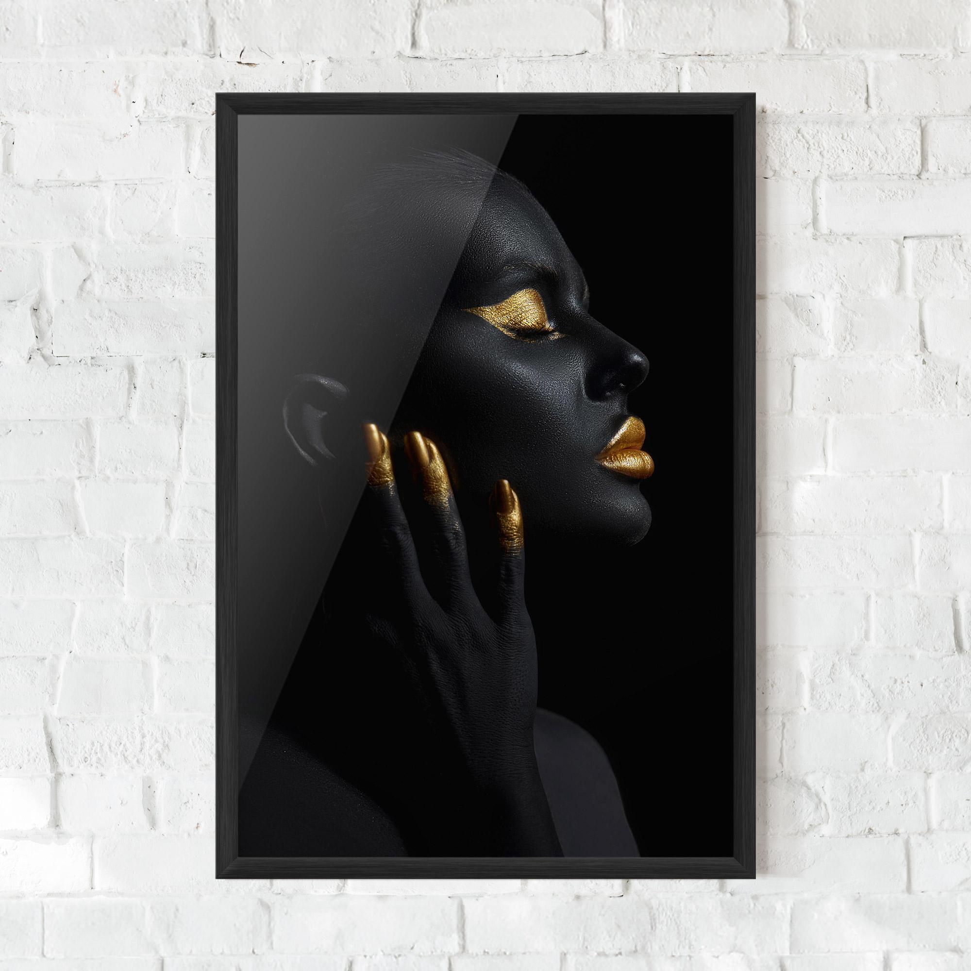 Poster Înrămat Gold Black Paint mockup 0