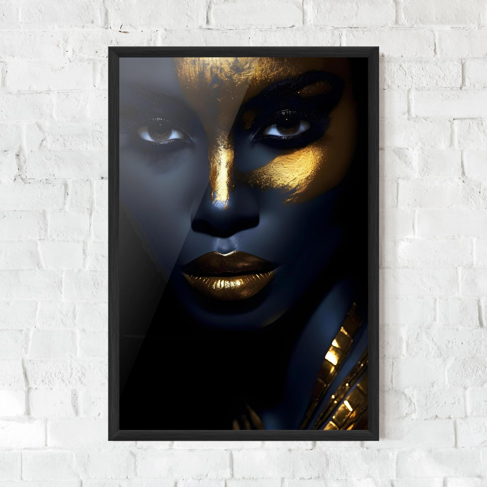 Poster Înrămat Gold Blue Face mockup 0