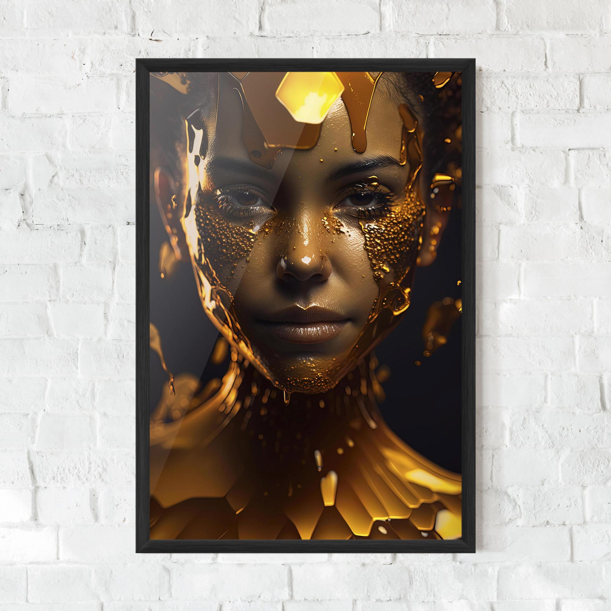 Poster Înrămat Gold Honeycomb Girl mockup 0
