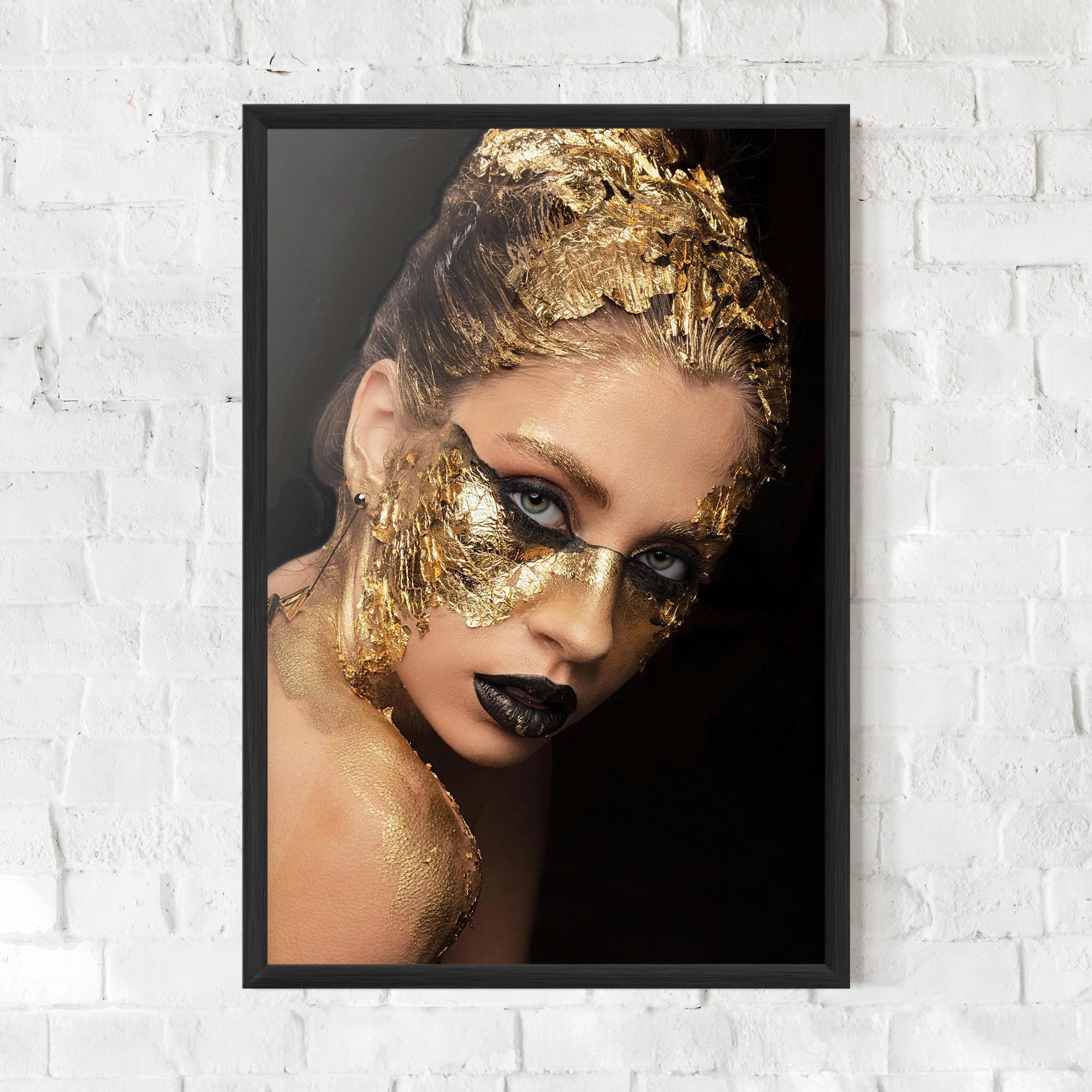 Poster Înrămat Golden Foil Face mockup 0