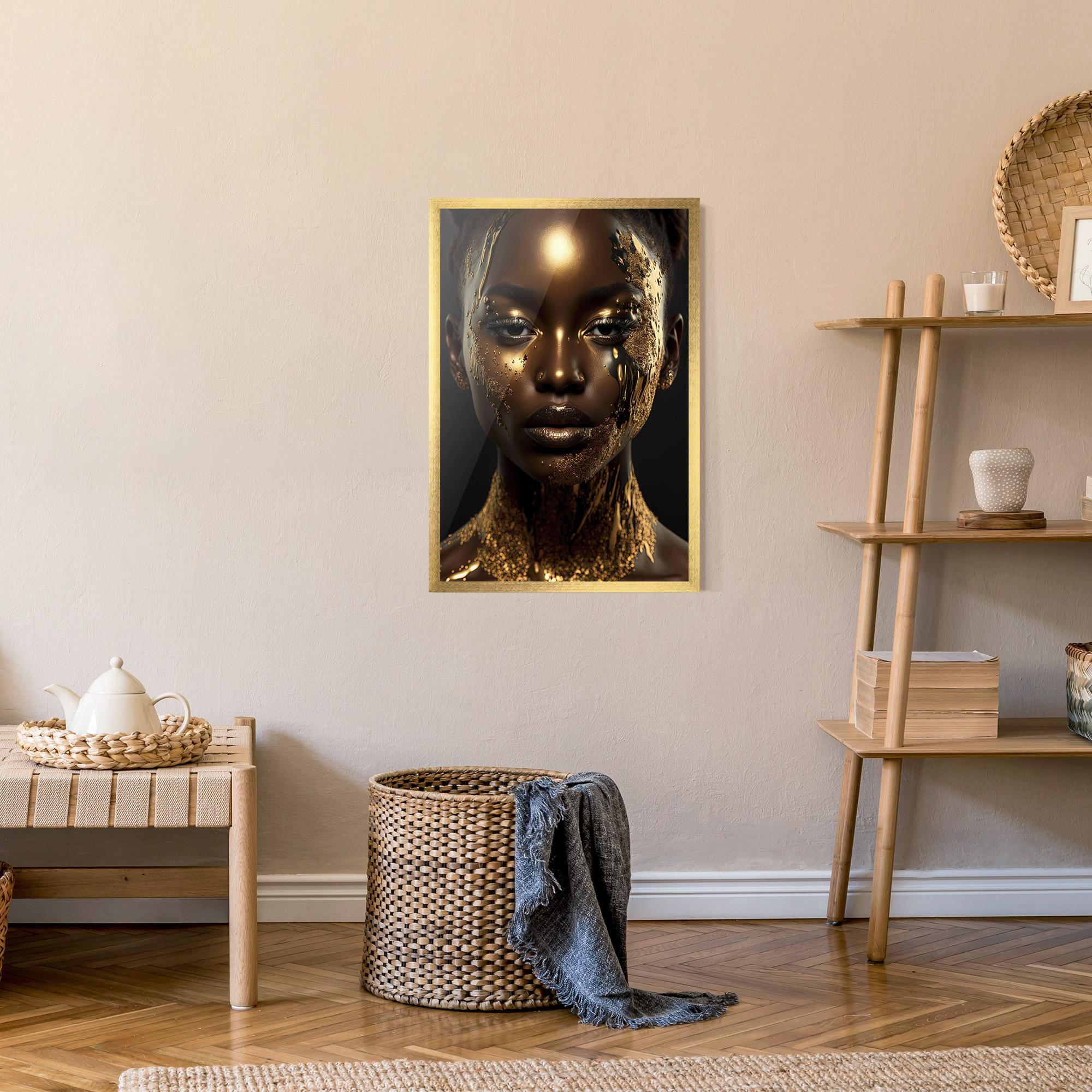 Poster Înrămat Dripping Gold Woman mockup 9