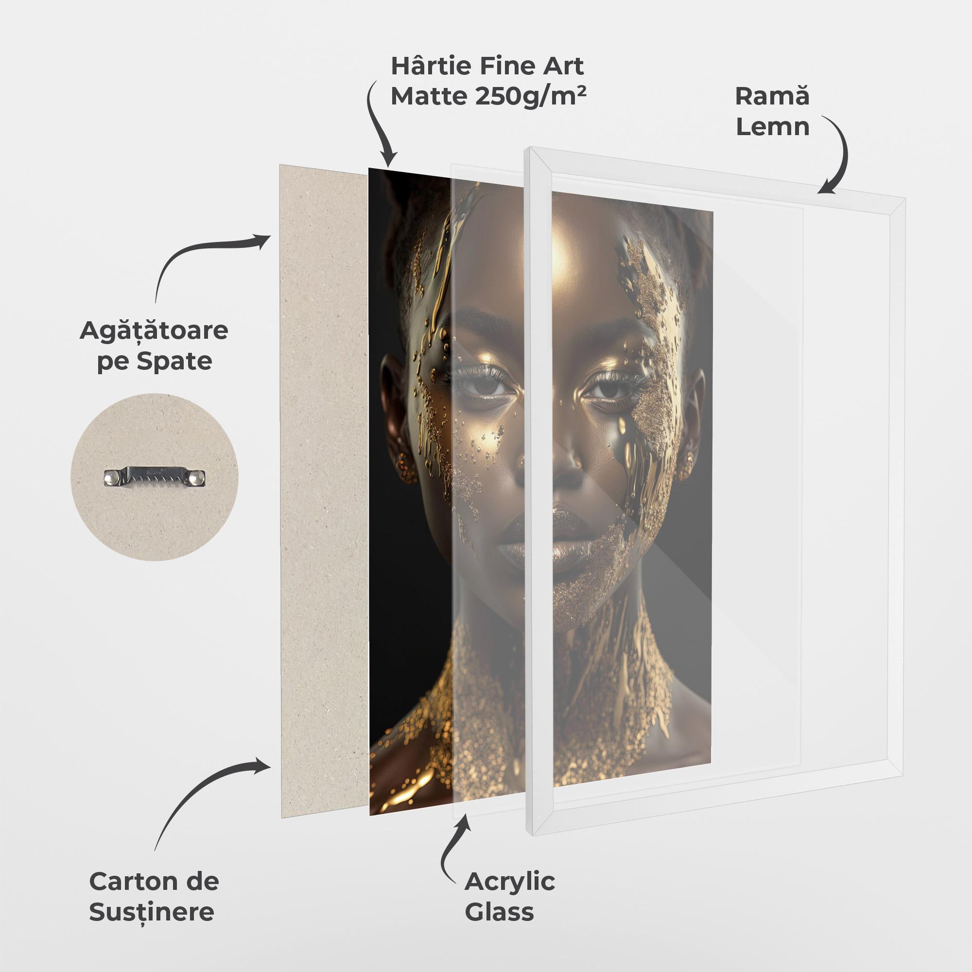 Poster Înrămat Dripping Gold Woman mockup 1