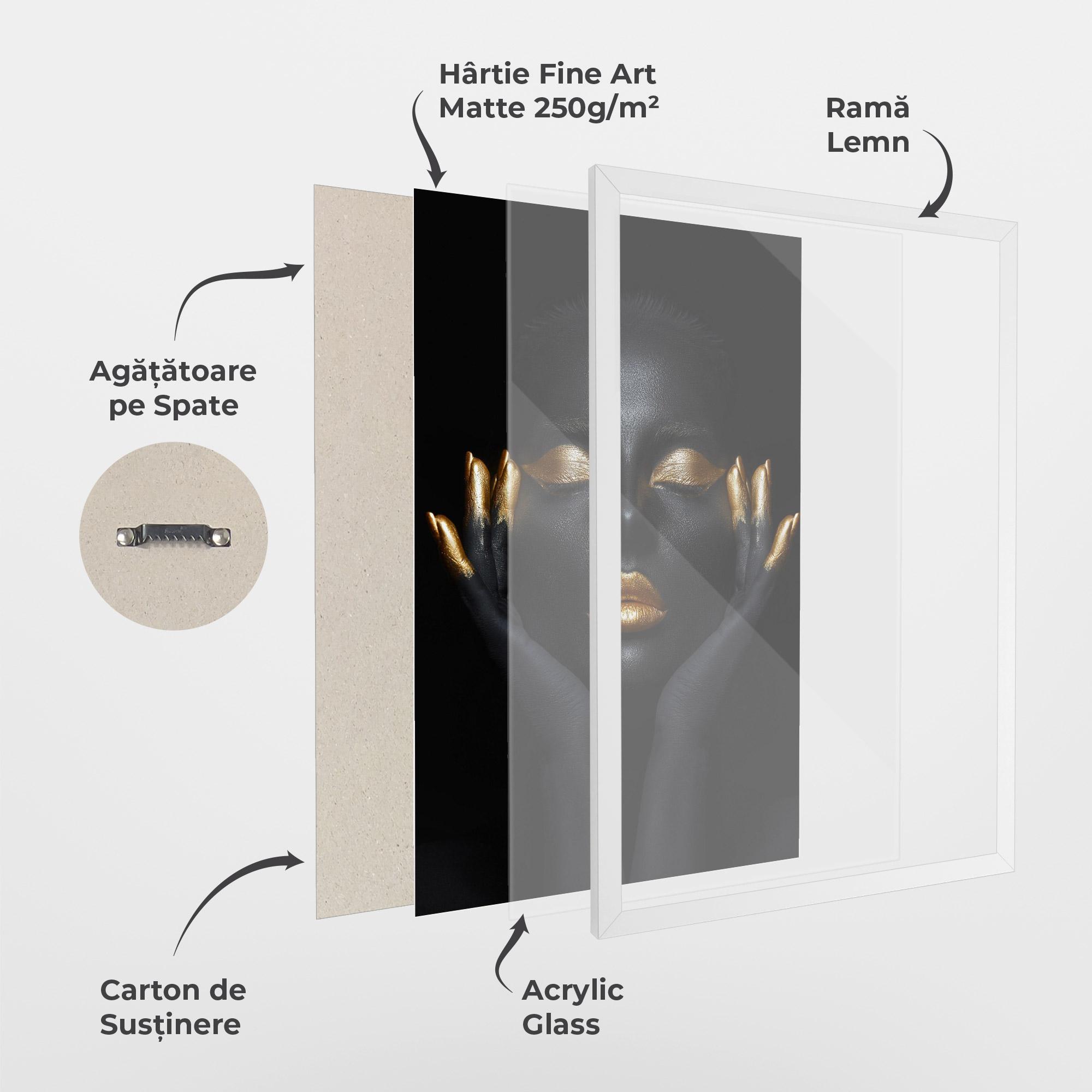 Poster Înrămat Fingertips Gold Makeup mockup 1