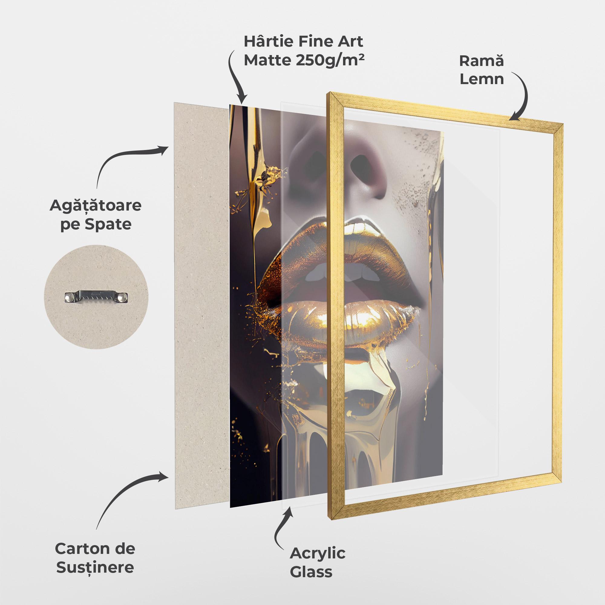 Poster Înrămat Glamorous Gold Lips mockup 1