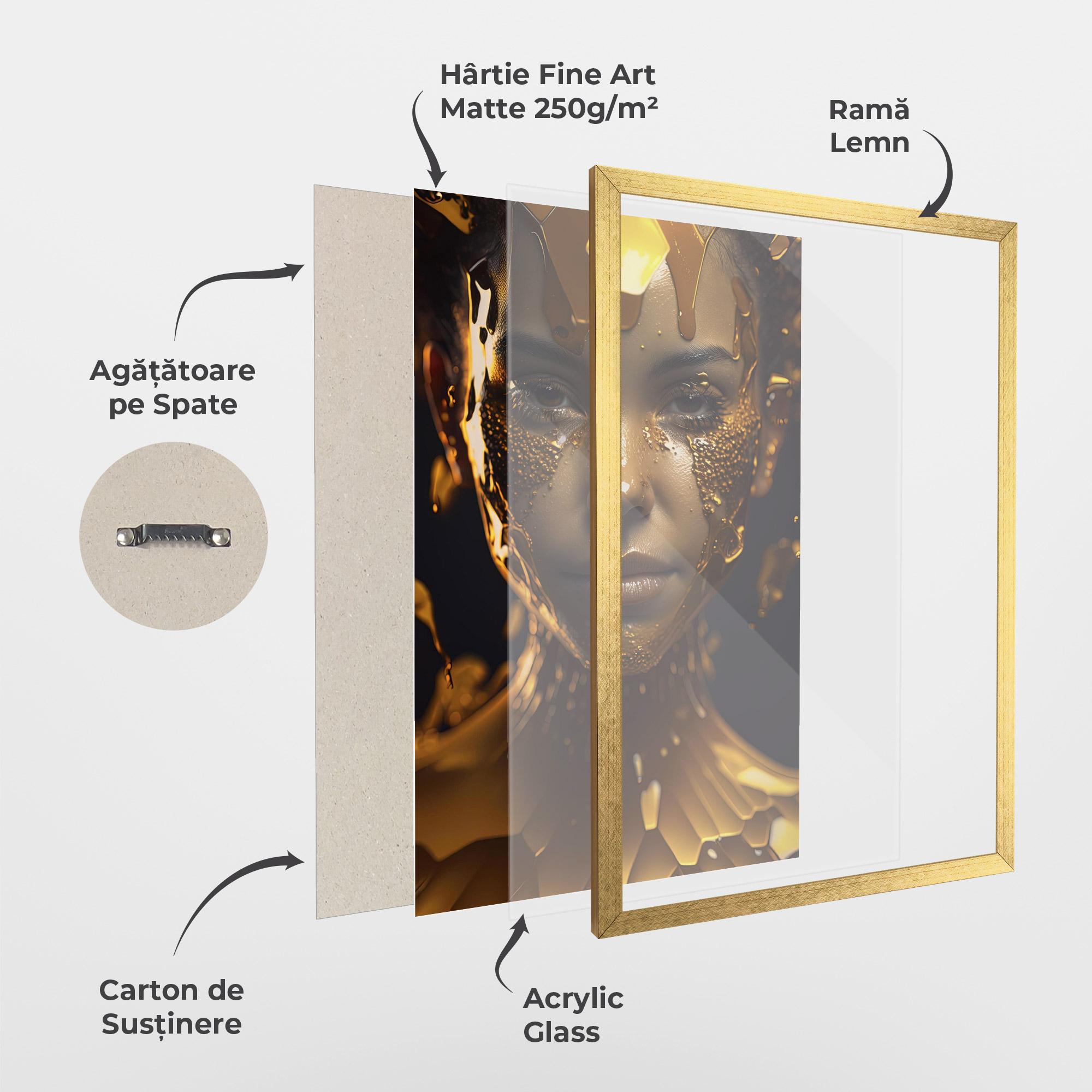 Poster Înrămat Gold Honeycomb Girl mockup 1