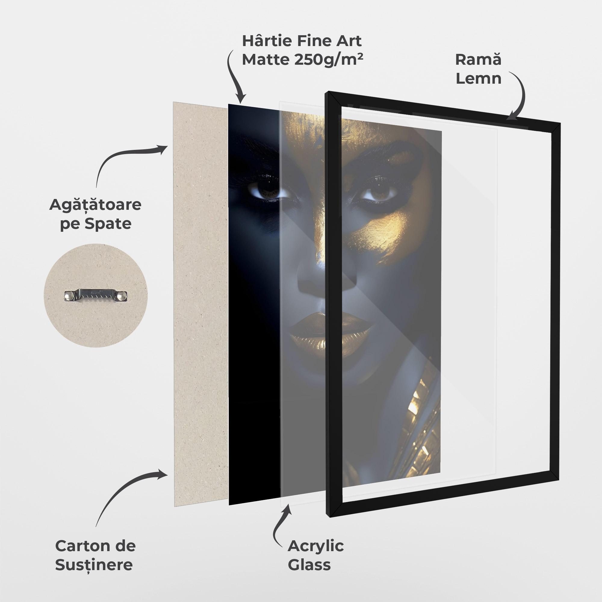 Poster Înrămat Gold Blue Face mockup 1