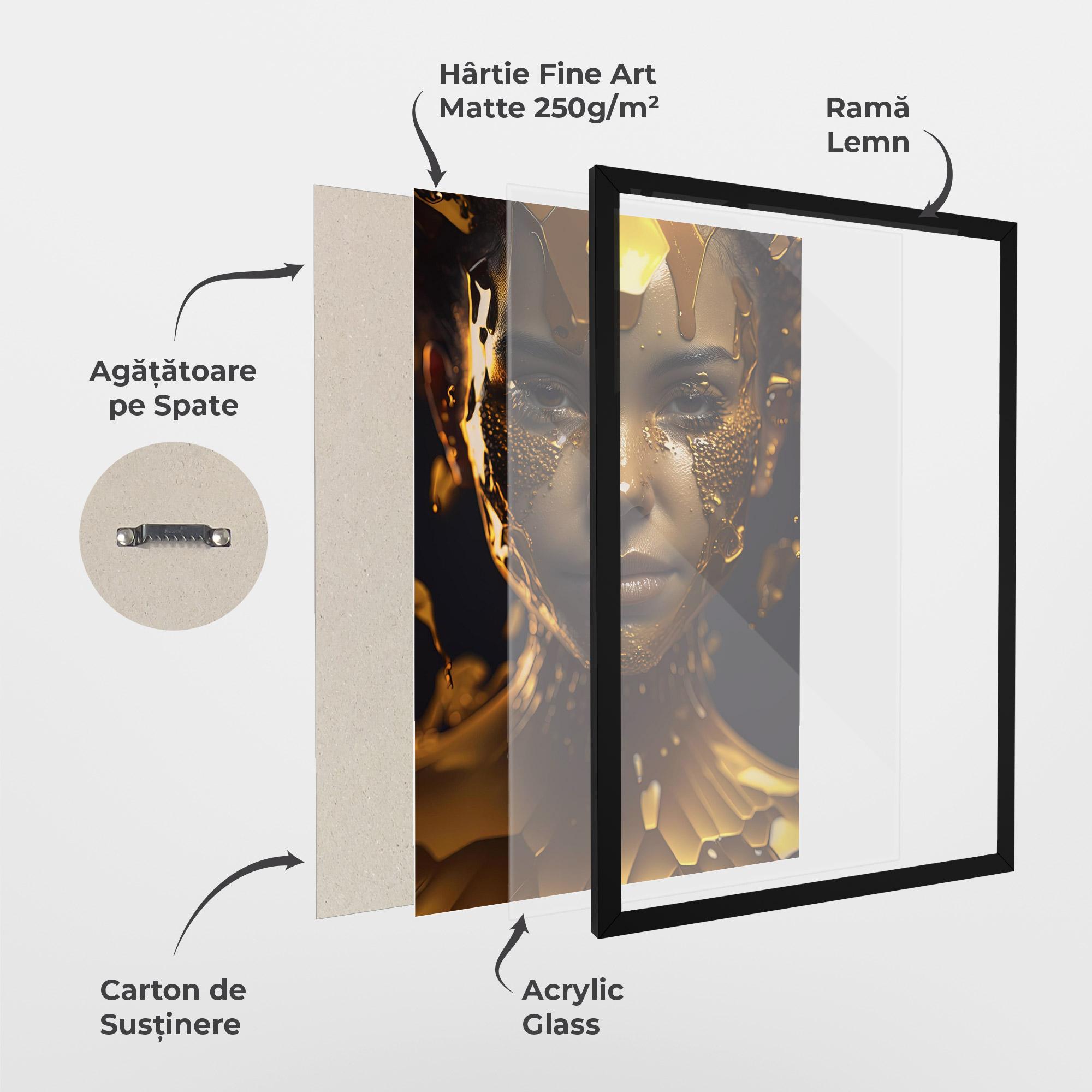 Poster Înrămat Gold Honeycomb Girl mockup 1