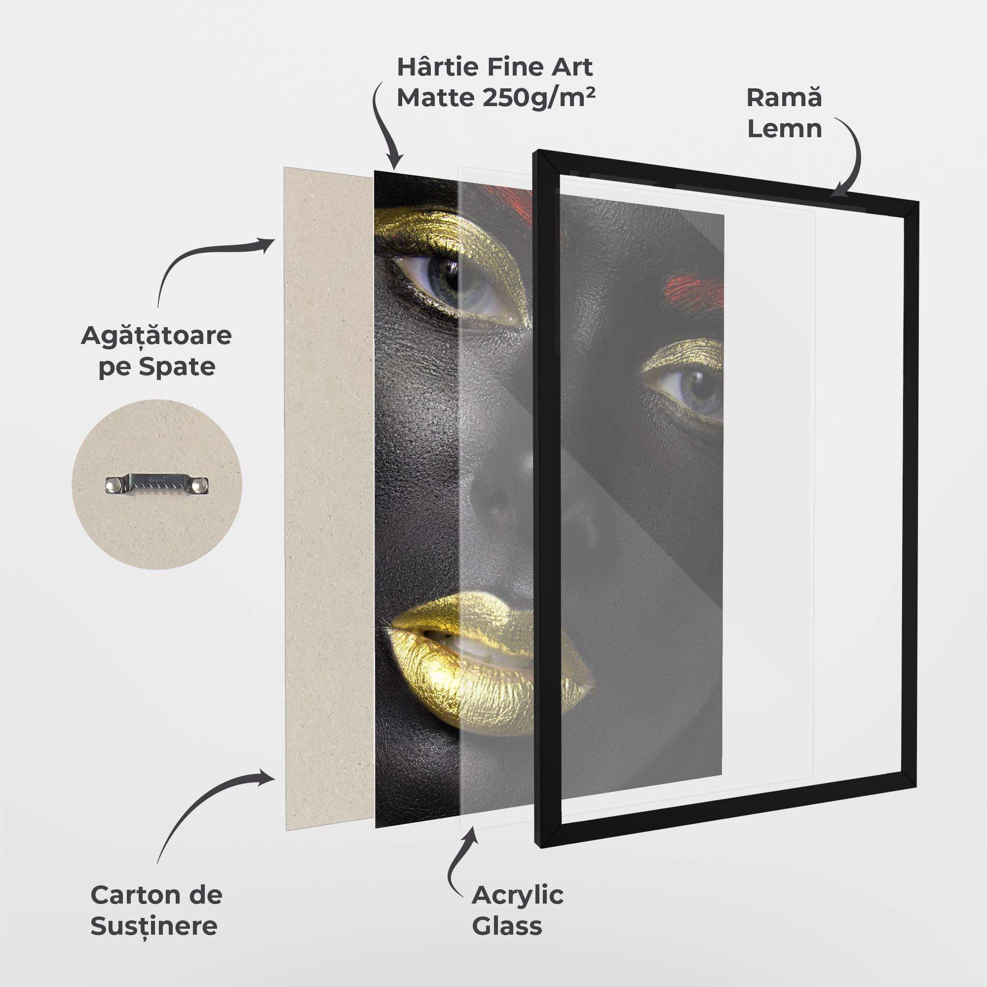 Poster Înrămat Gold Red Lips mockup 1