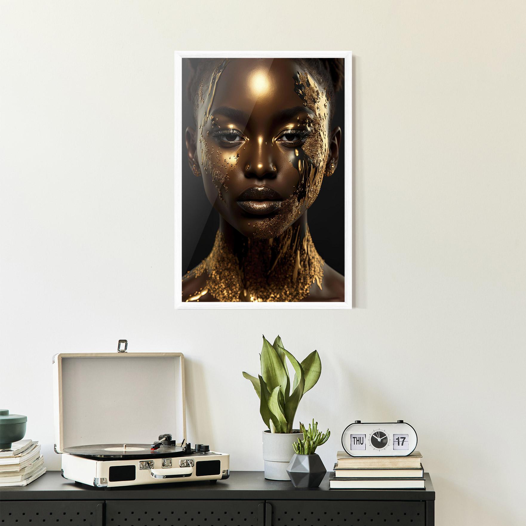 Poster Înrămat Dripping Gold Woman mockup 2
