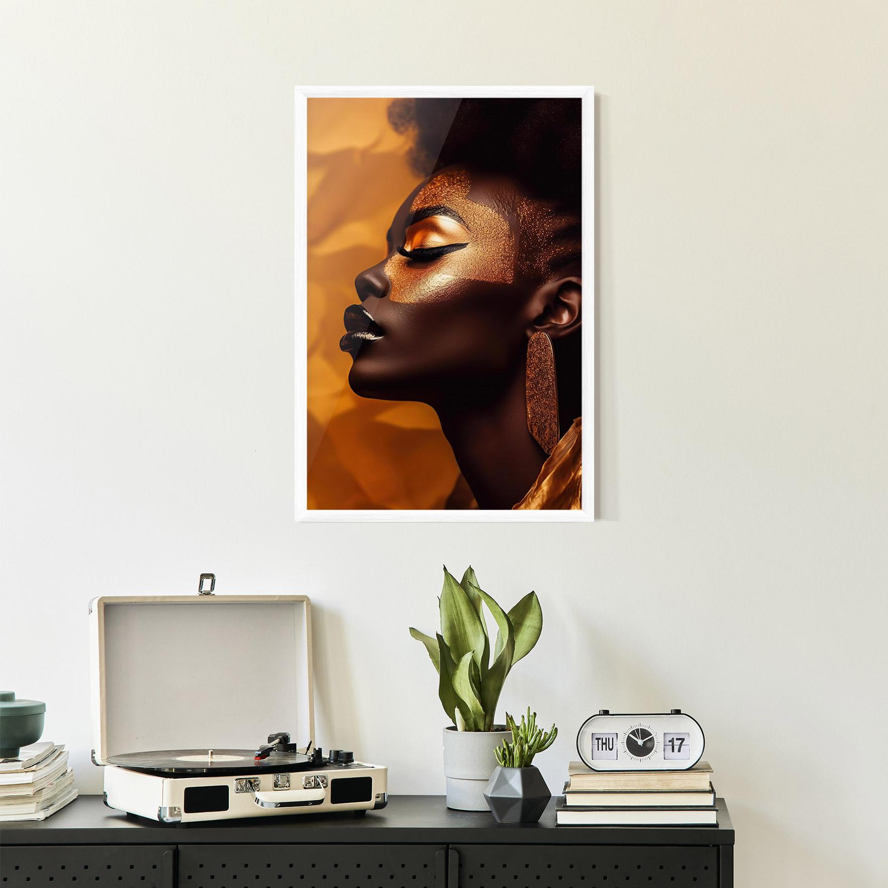 Poster Înrămat Fashion Gold Portrait mockup 2