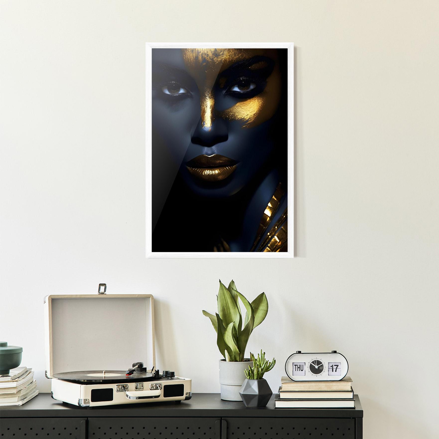 Poster Înrămat Gold Blue Face mockup 2