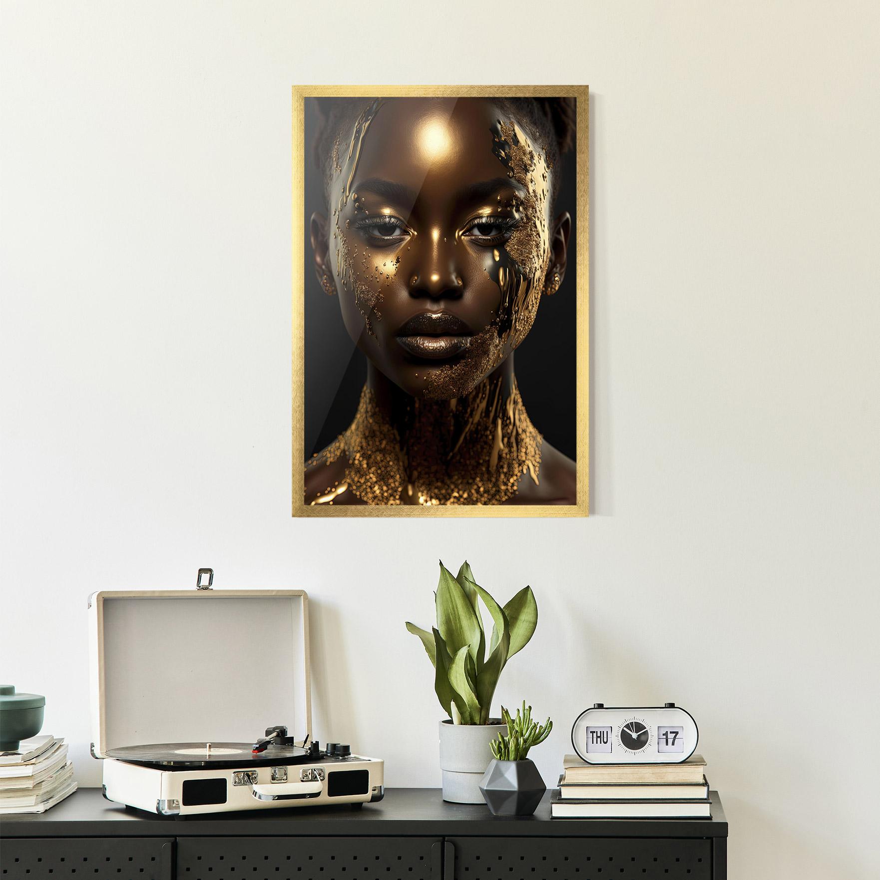 Poster Înrămat Dripping Gold Woman mockup 2