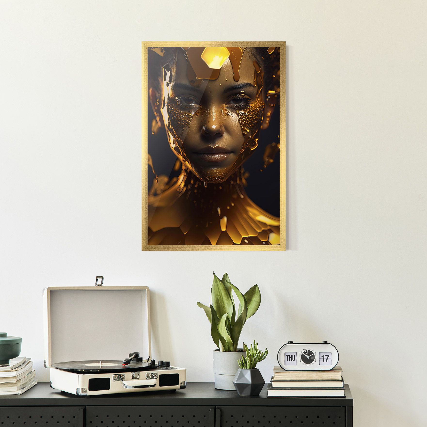 Gold Honeycomb Girl mockup 2