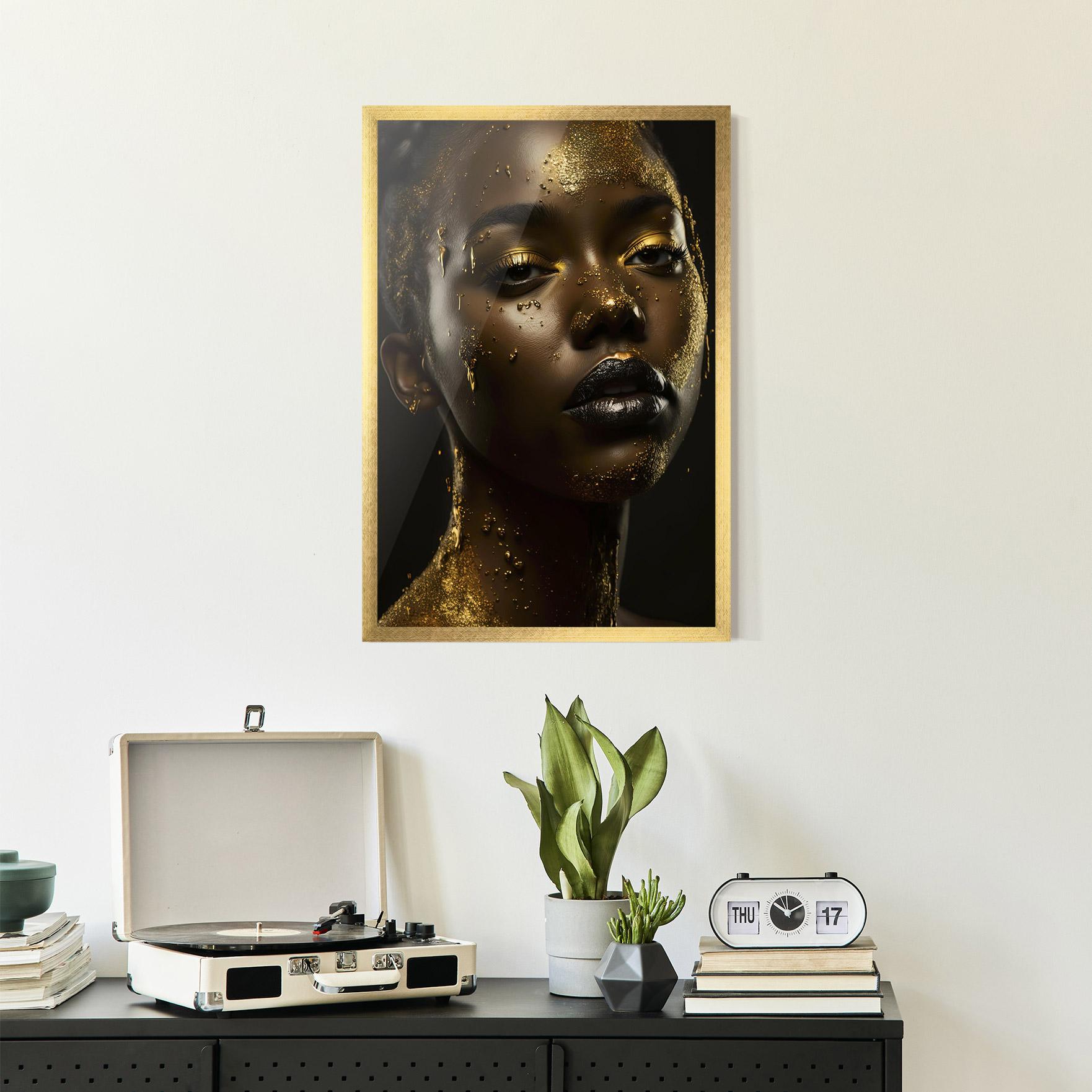 Poster Înrămat Gold Sparkling Woman mockup 2