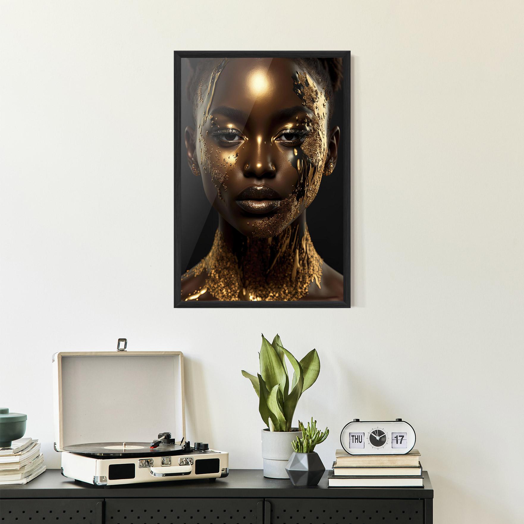 Poster Înrămat Dripping Gold Woman mockup 2