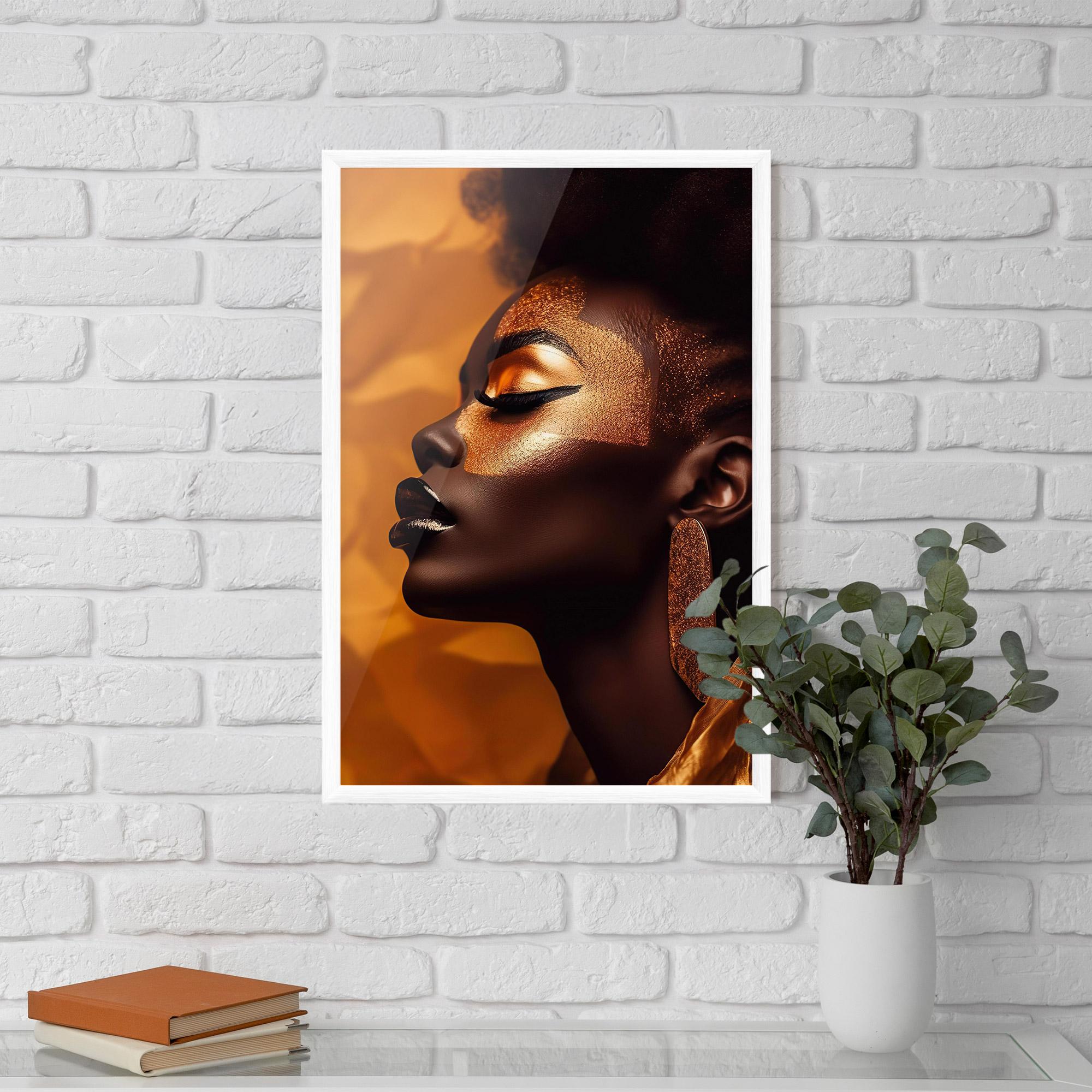 Poster Înrămat Fashion Gold Portrait mockup 5