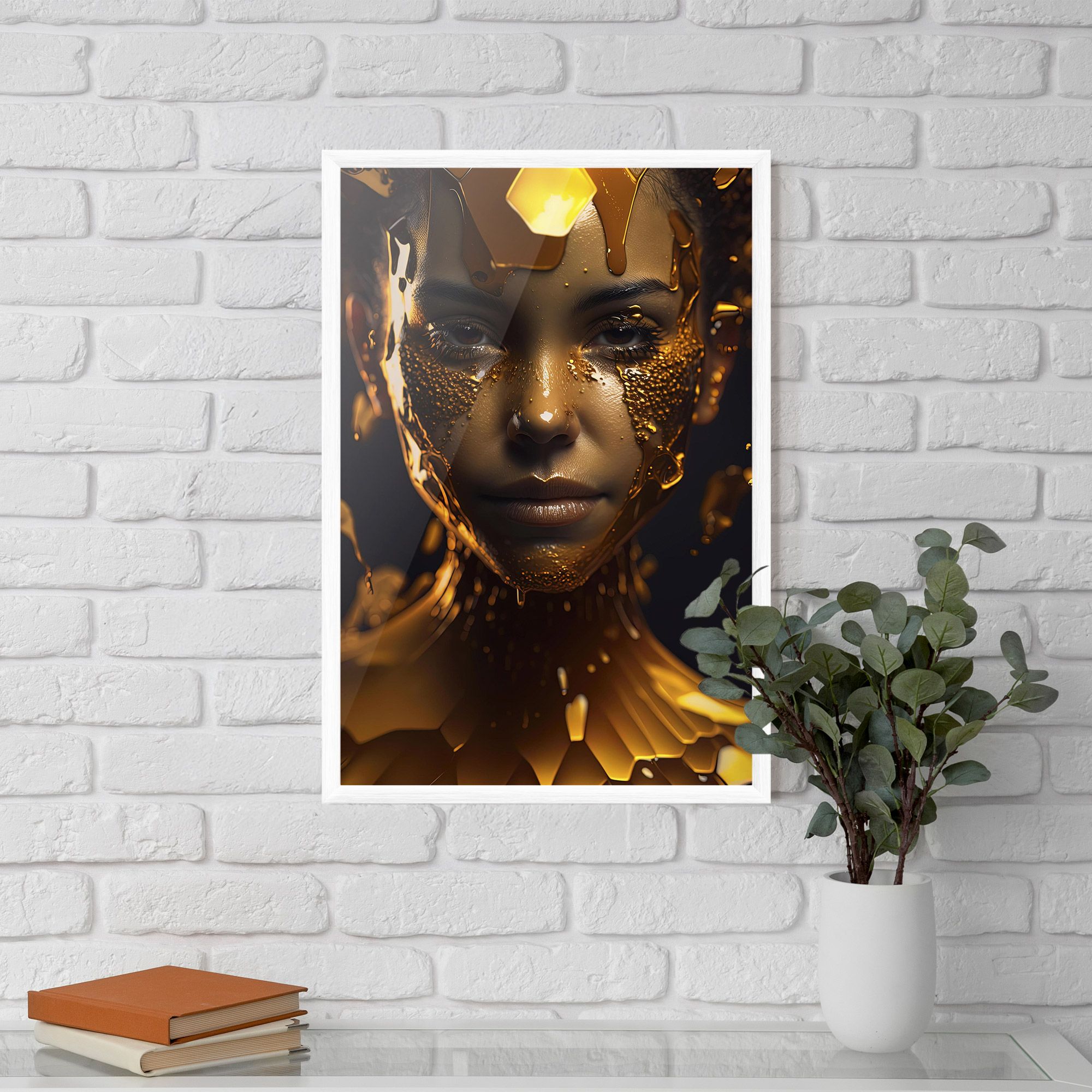 Gold Honeycomb Girl mockup 5