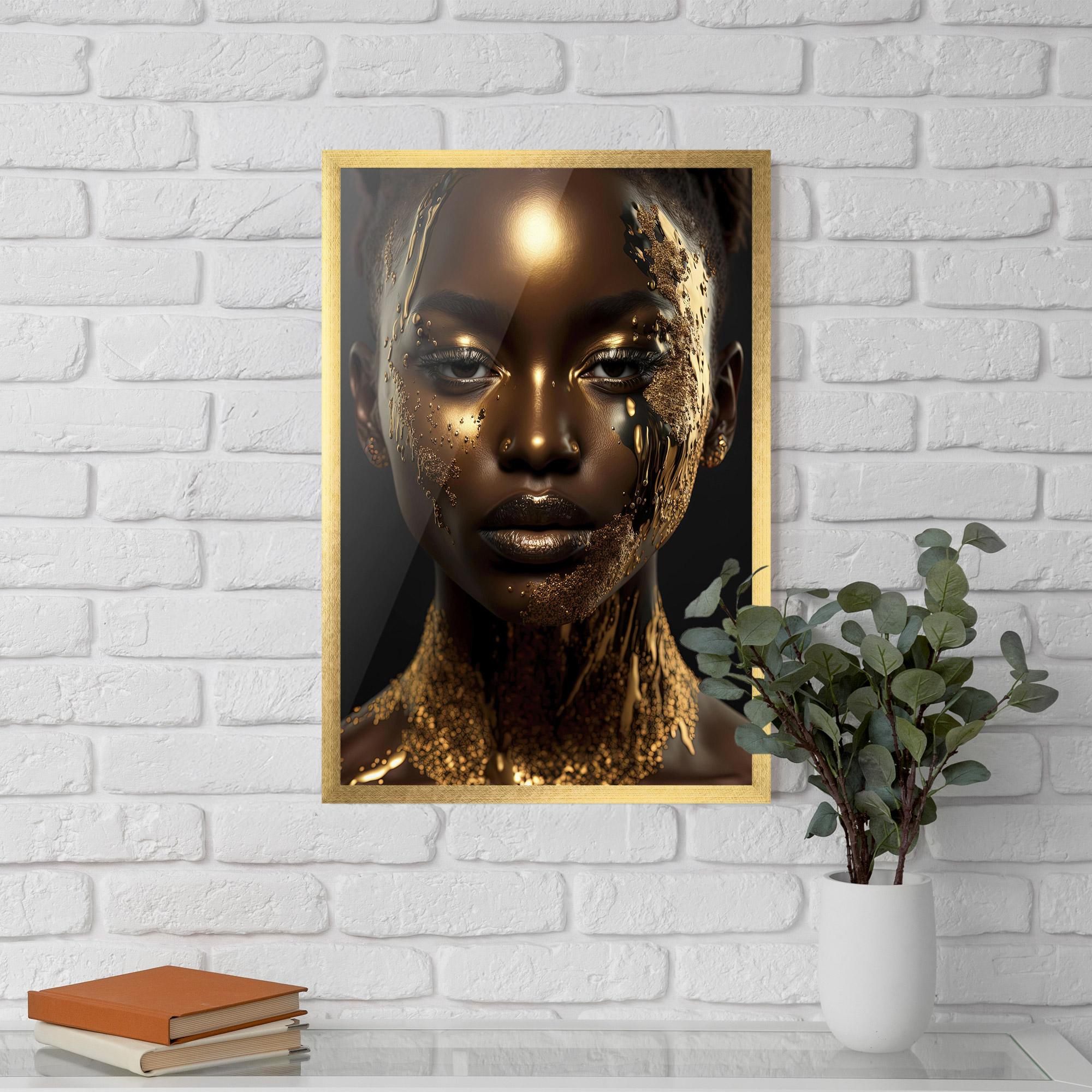 Poster Înrămat Dripping Gold Woman mockup 5