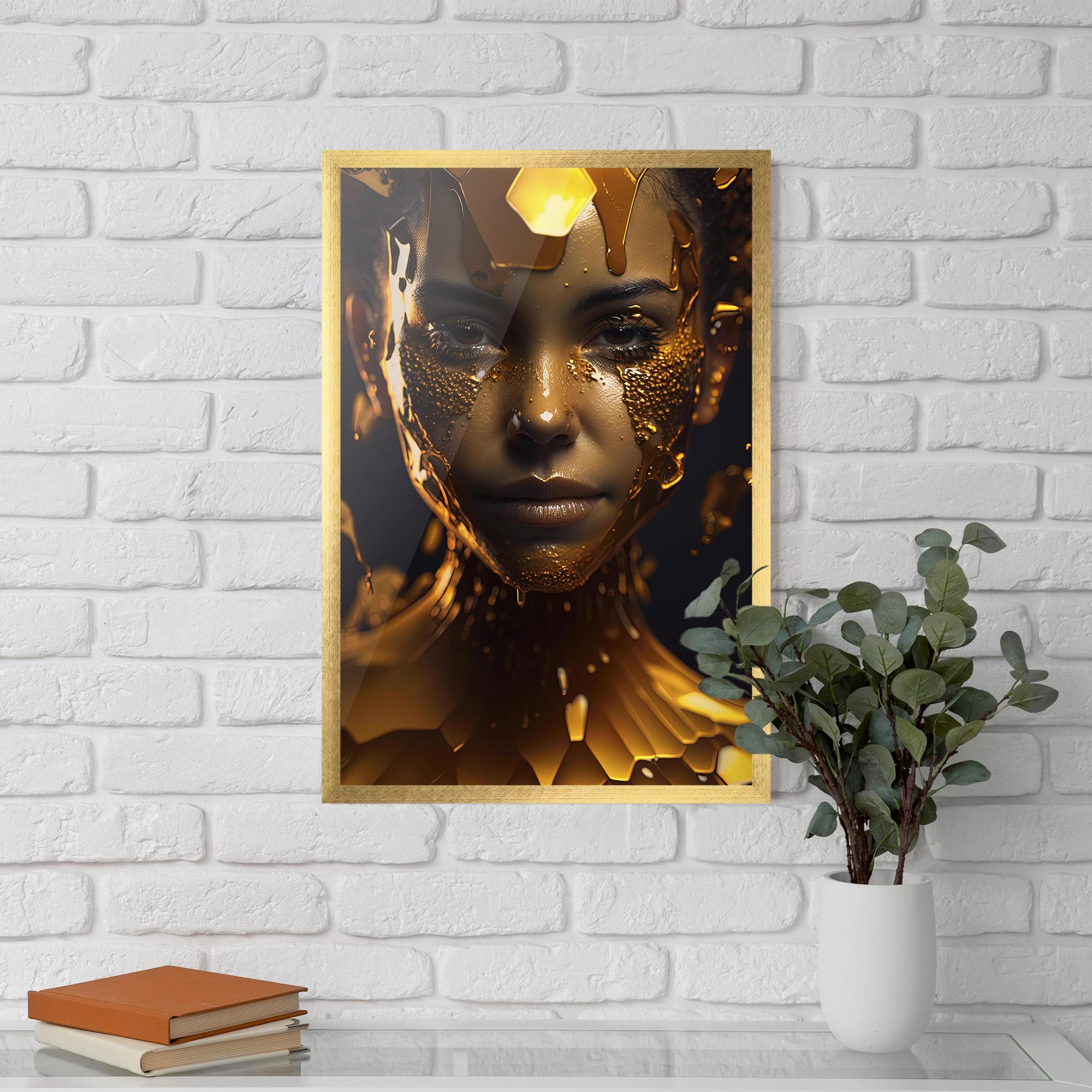 Poster Înrămat Gold Honeycomb Girl mockup 5