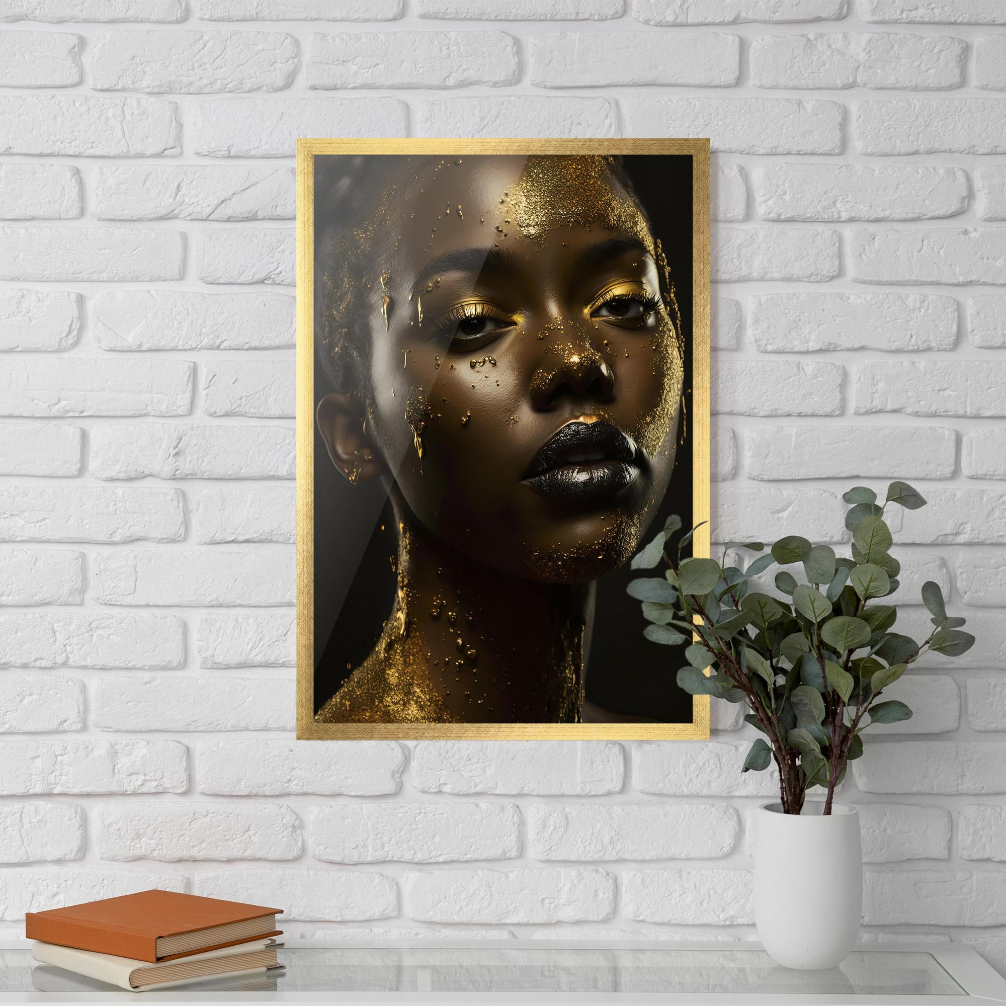 Poster Înrămat Gold Sparkling Woman mockup 5