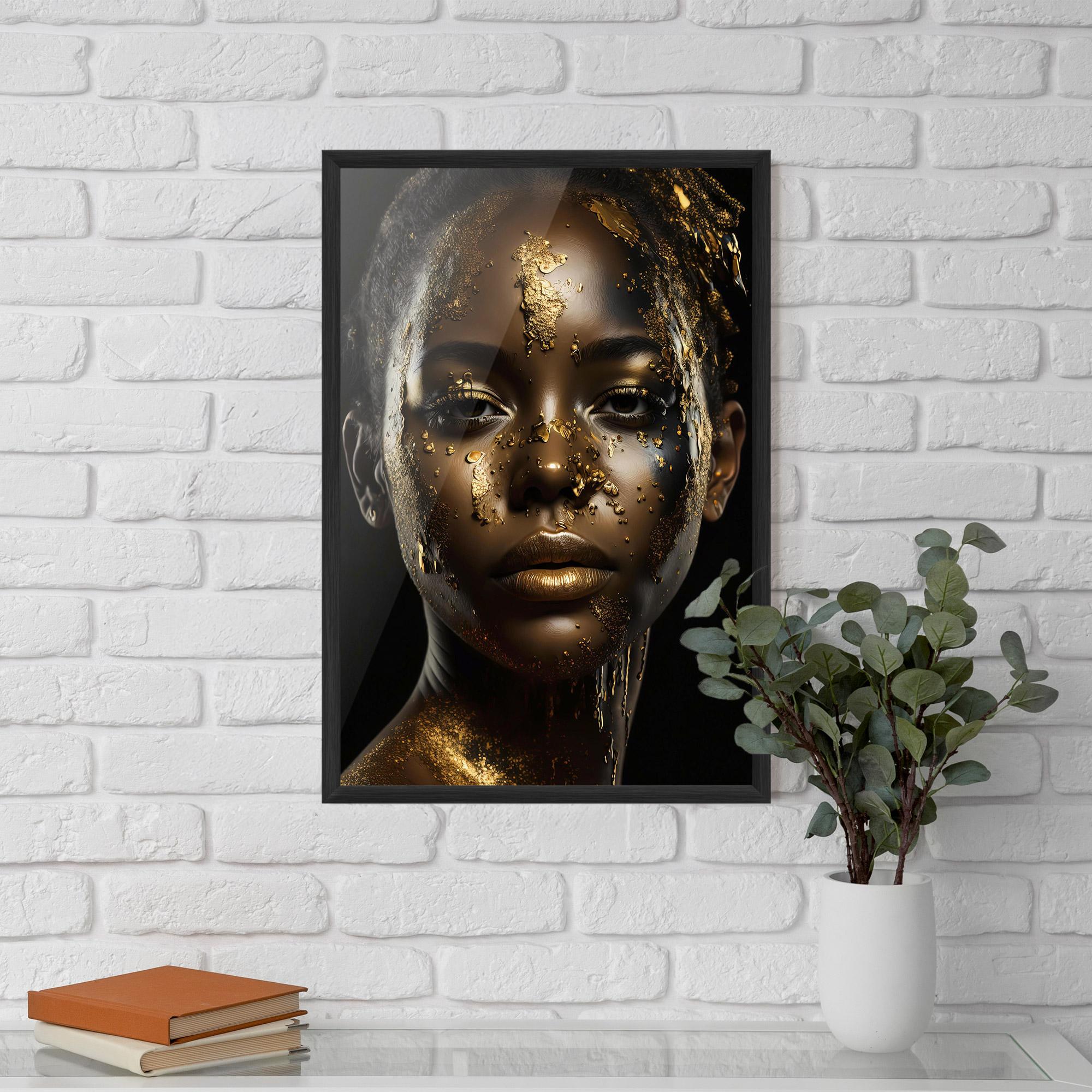 Poster Înrămat Attractive Gold Woman mockup 5