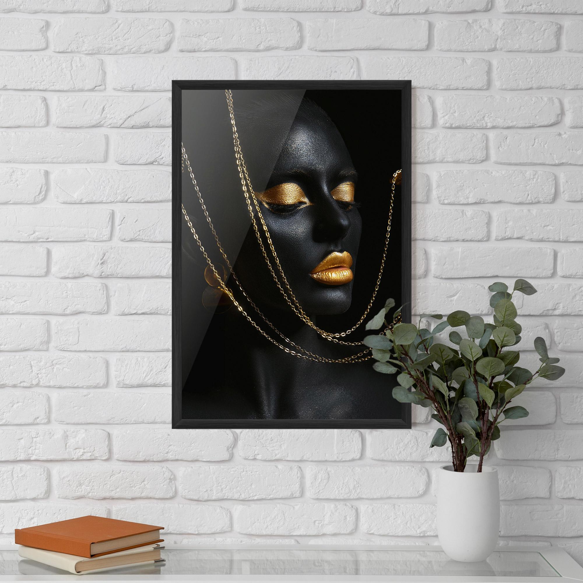 Poster Înrămat Chain Gold Lips mockup 5
