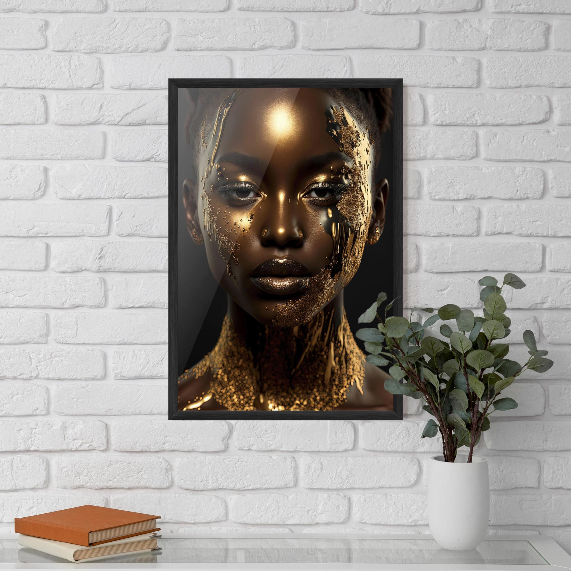 Poster Înrămat Dripping Gold Woman mockup 5