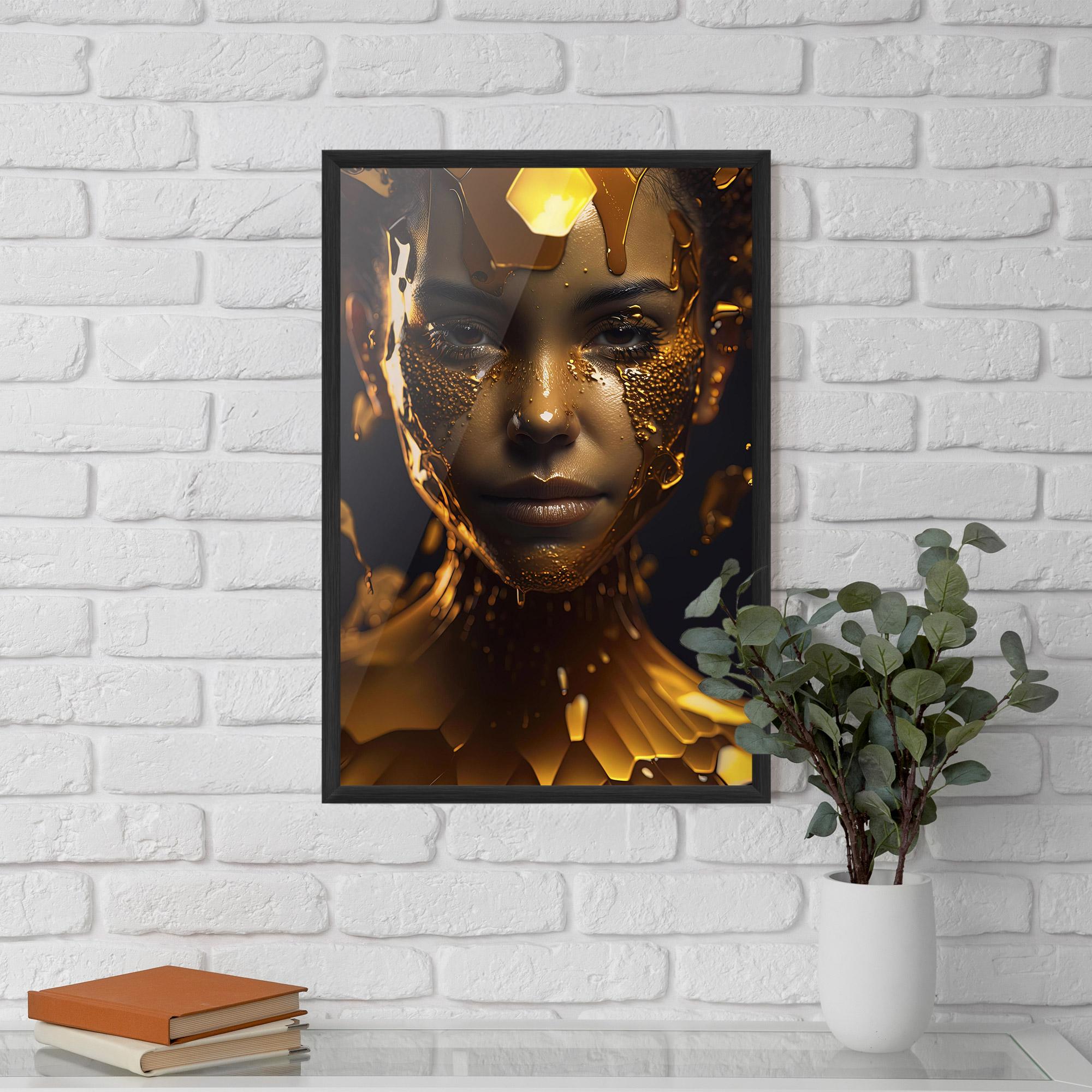 Poster Înrămat Gold Honeycomb Girl mockup 5