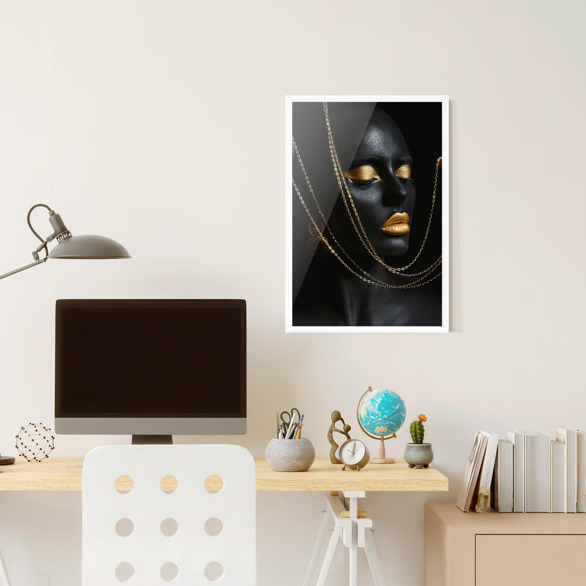 Poster Înrămat Chain Gold Lips mockup 6