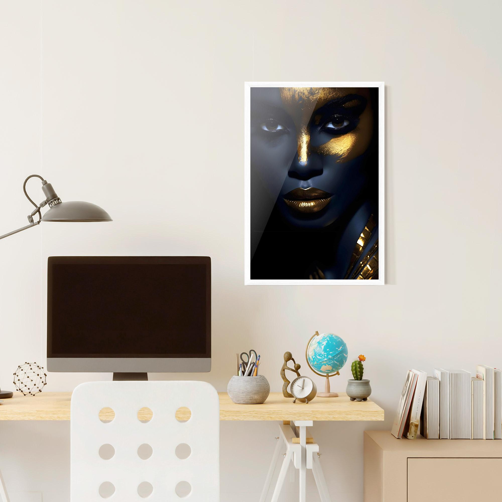 Poster Înrămat Gold Blue Face mockup 6