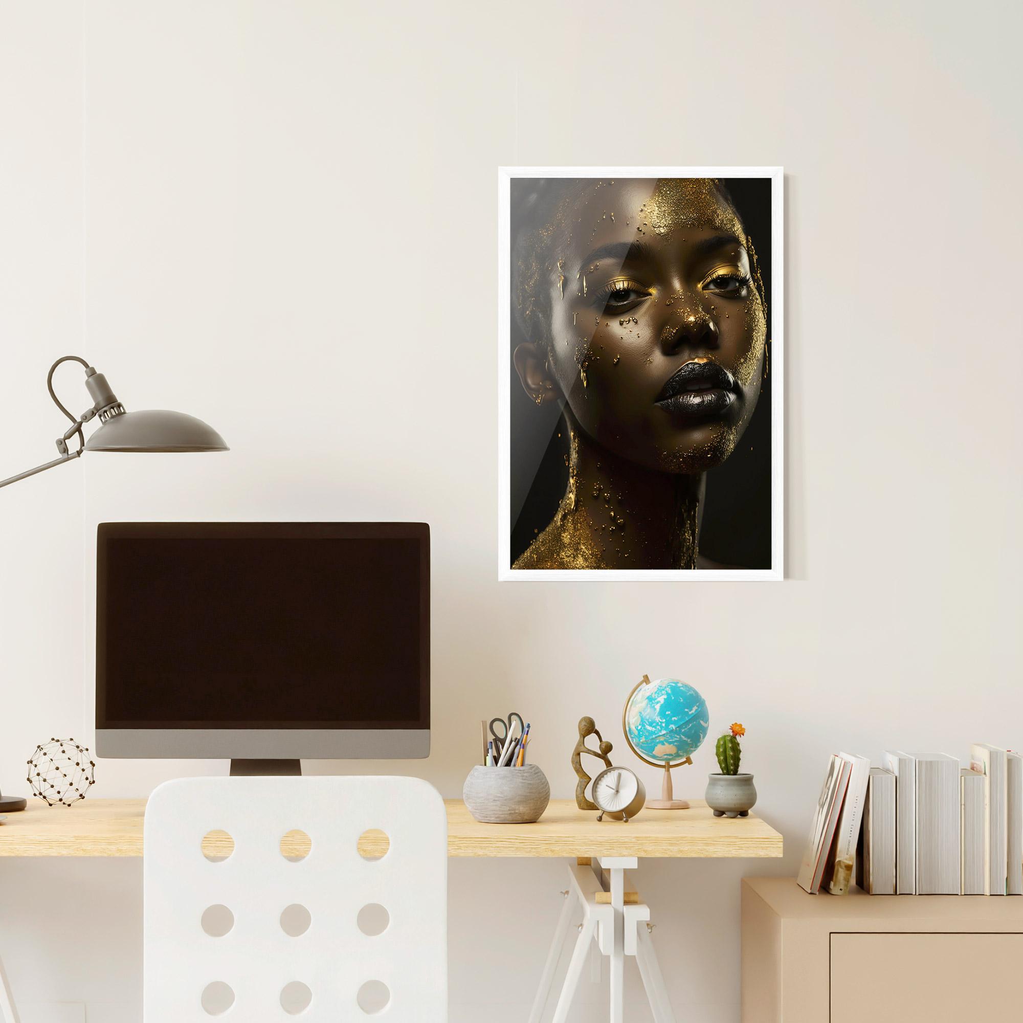 Poster Înrămat Gold Sparkling Woman mockup 6