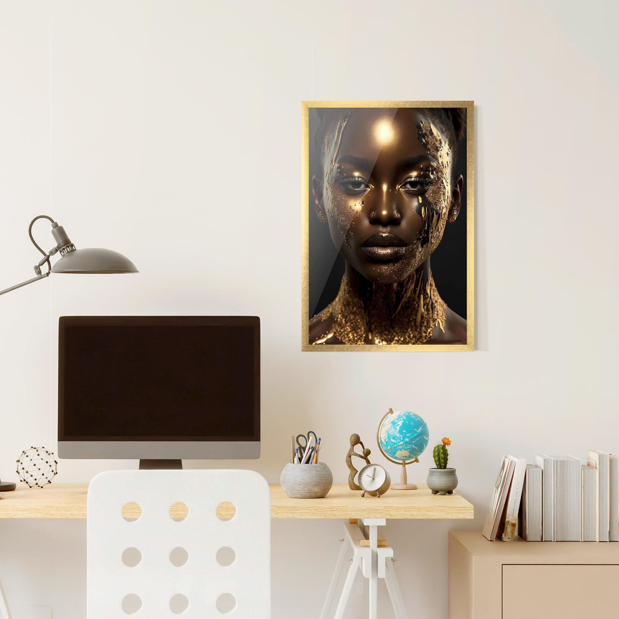 Poster Înrămat Dripping Gold Woman mockup 6