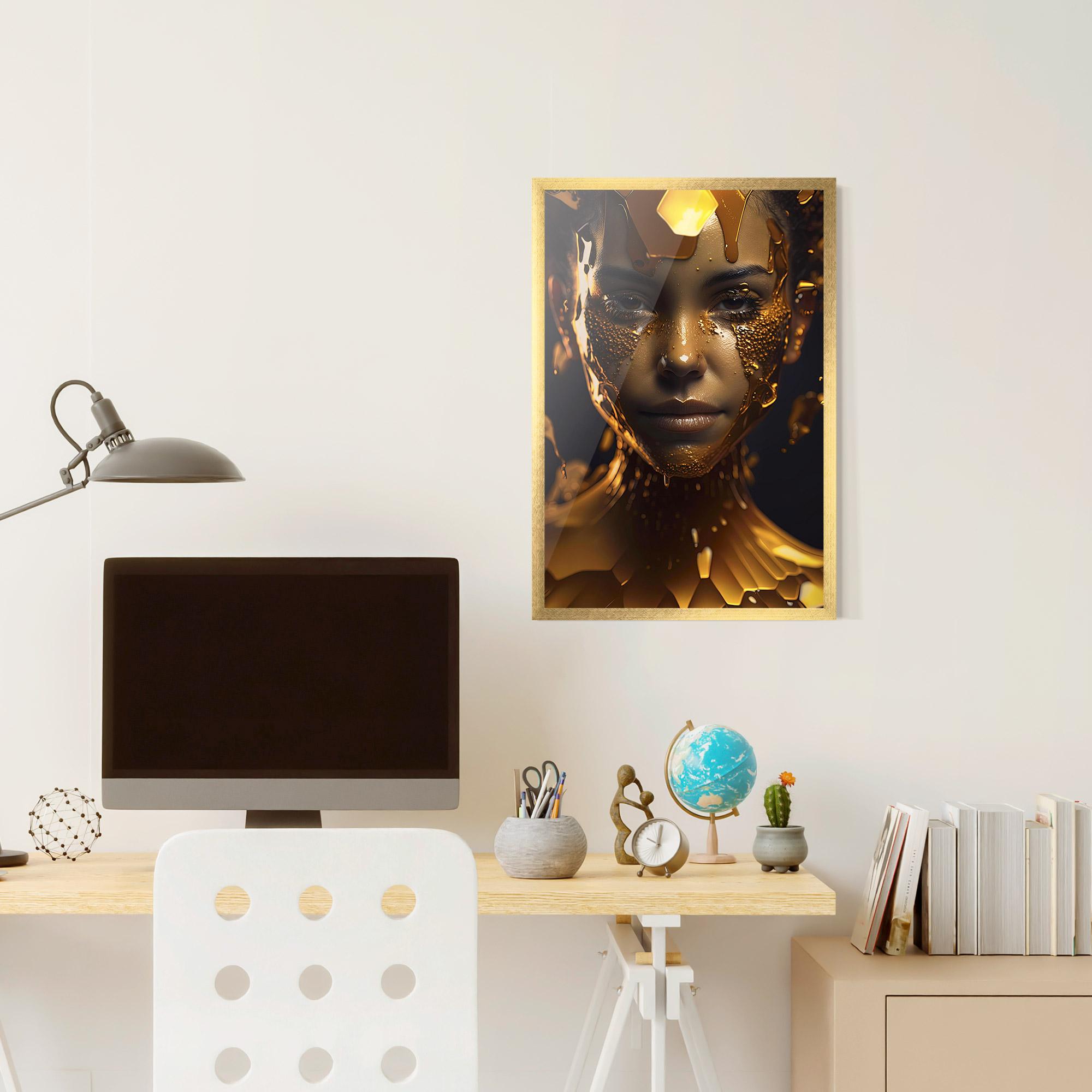 Poster Înrămat Gold Honeycomb Girl mockup 6