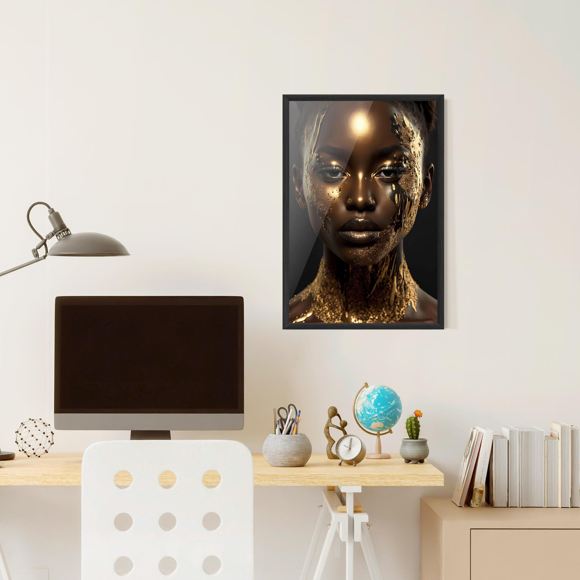 Poster Înrămat Dripping Gold Woman mockup 6