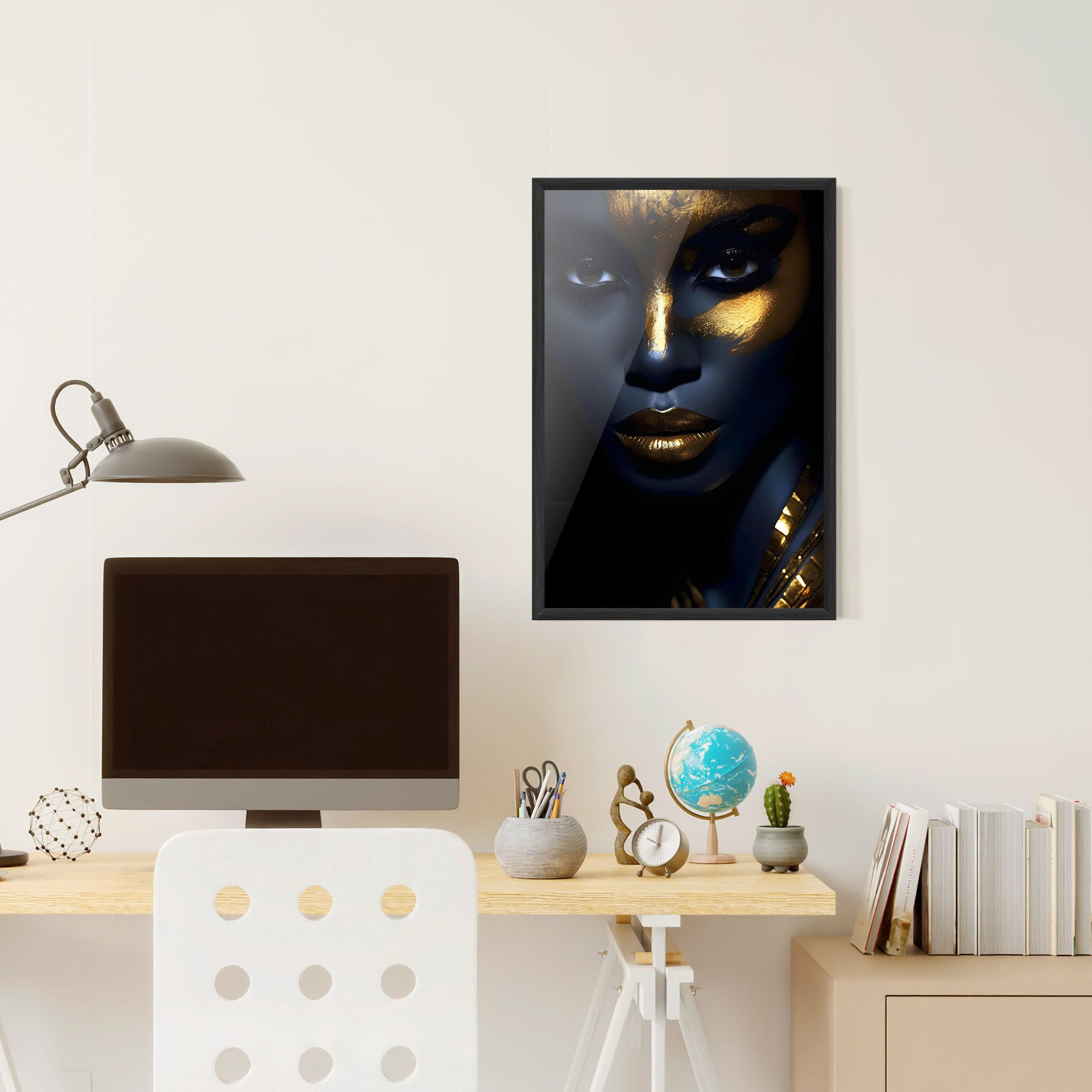 Gold Blue Face mockup 6
