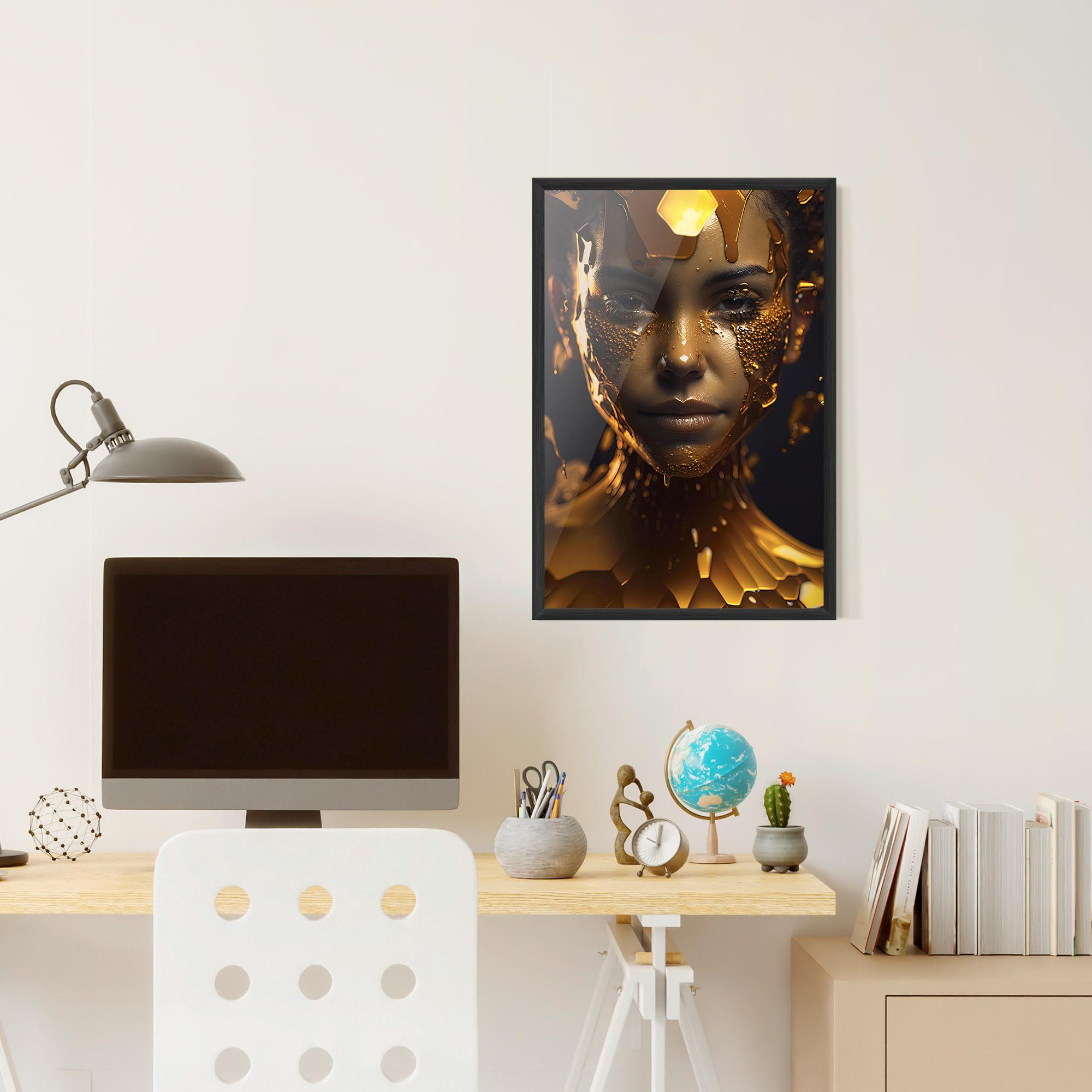 Poster Înrămat Gold Honeycomb Girl mockup 6