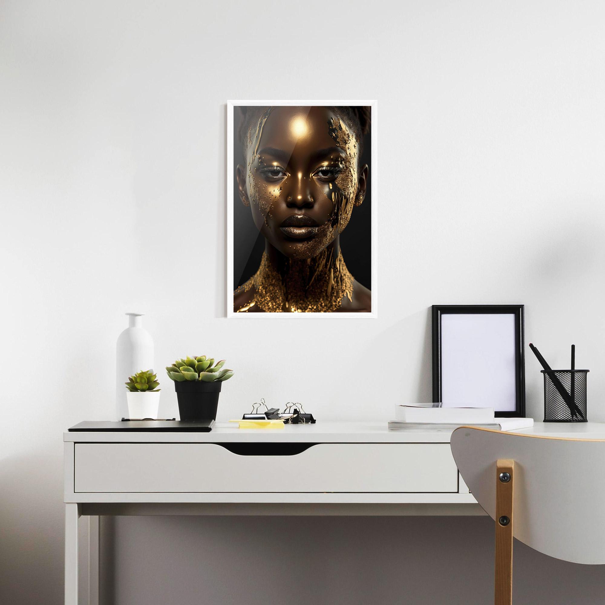 Poster Înrămat Dripping Gold Woman mockup 7