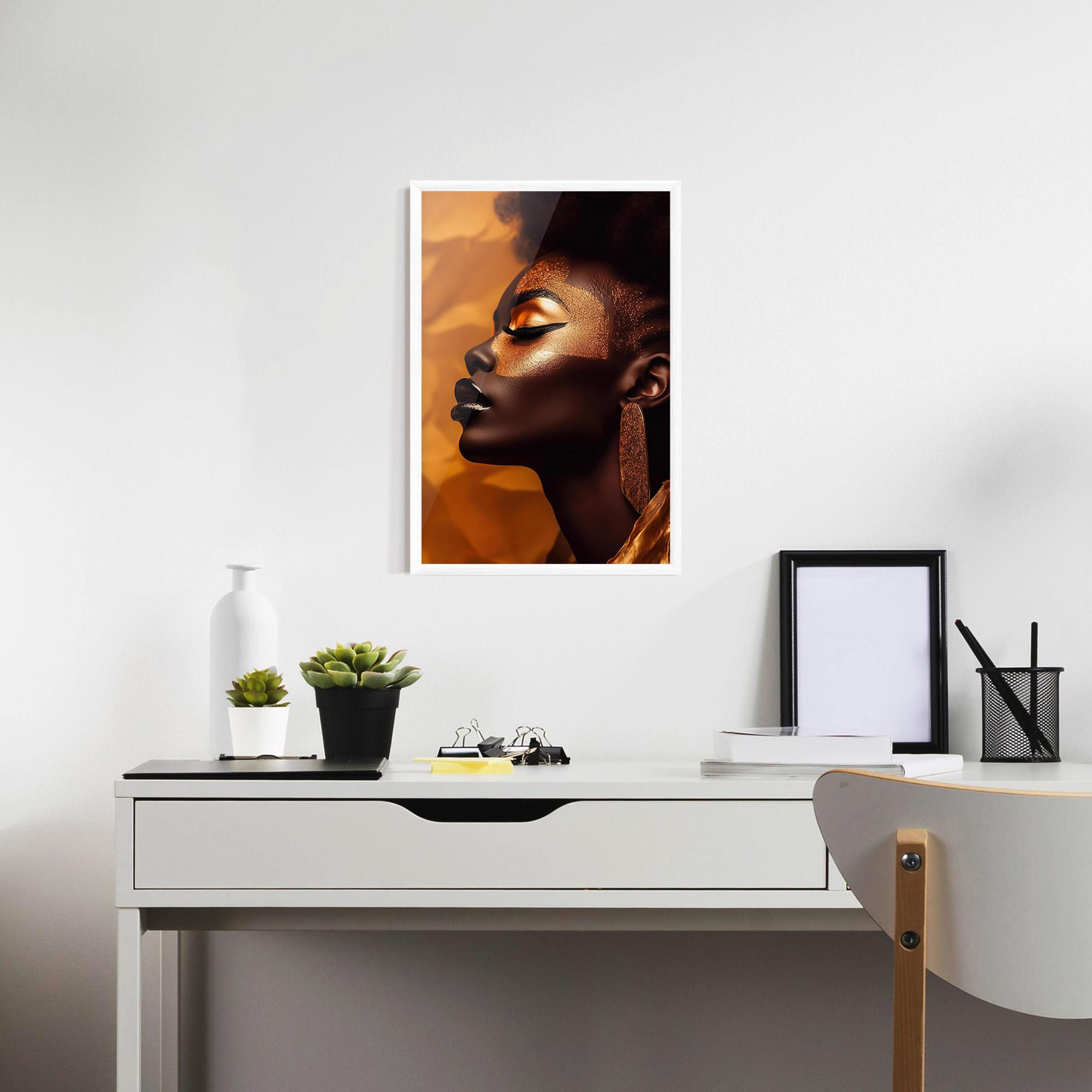 Poster Înrămat Fashion Gold Portrait mockup 7