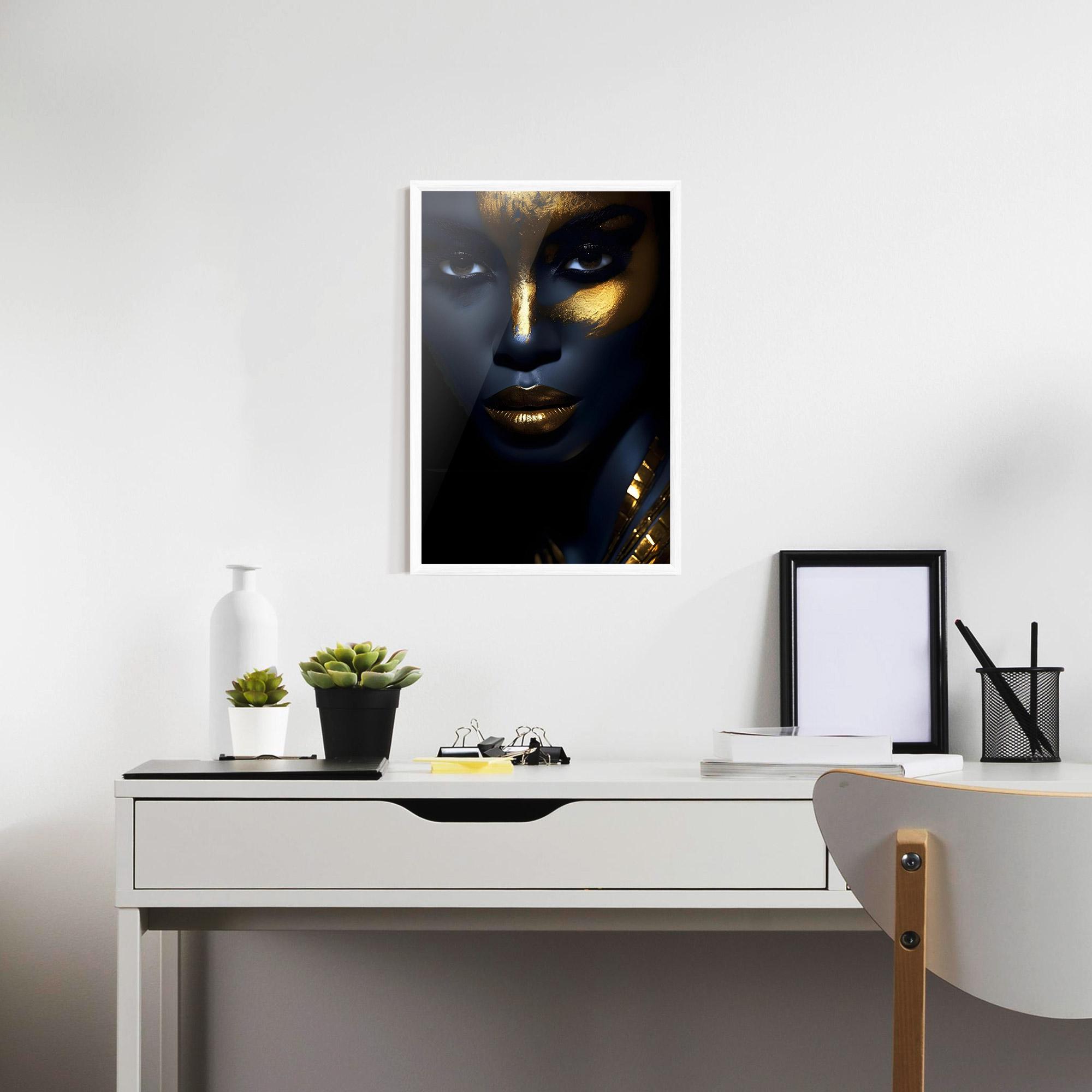 Poster Înrămat Gold Blue Face mockup 7