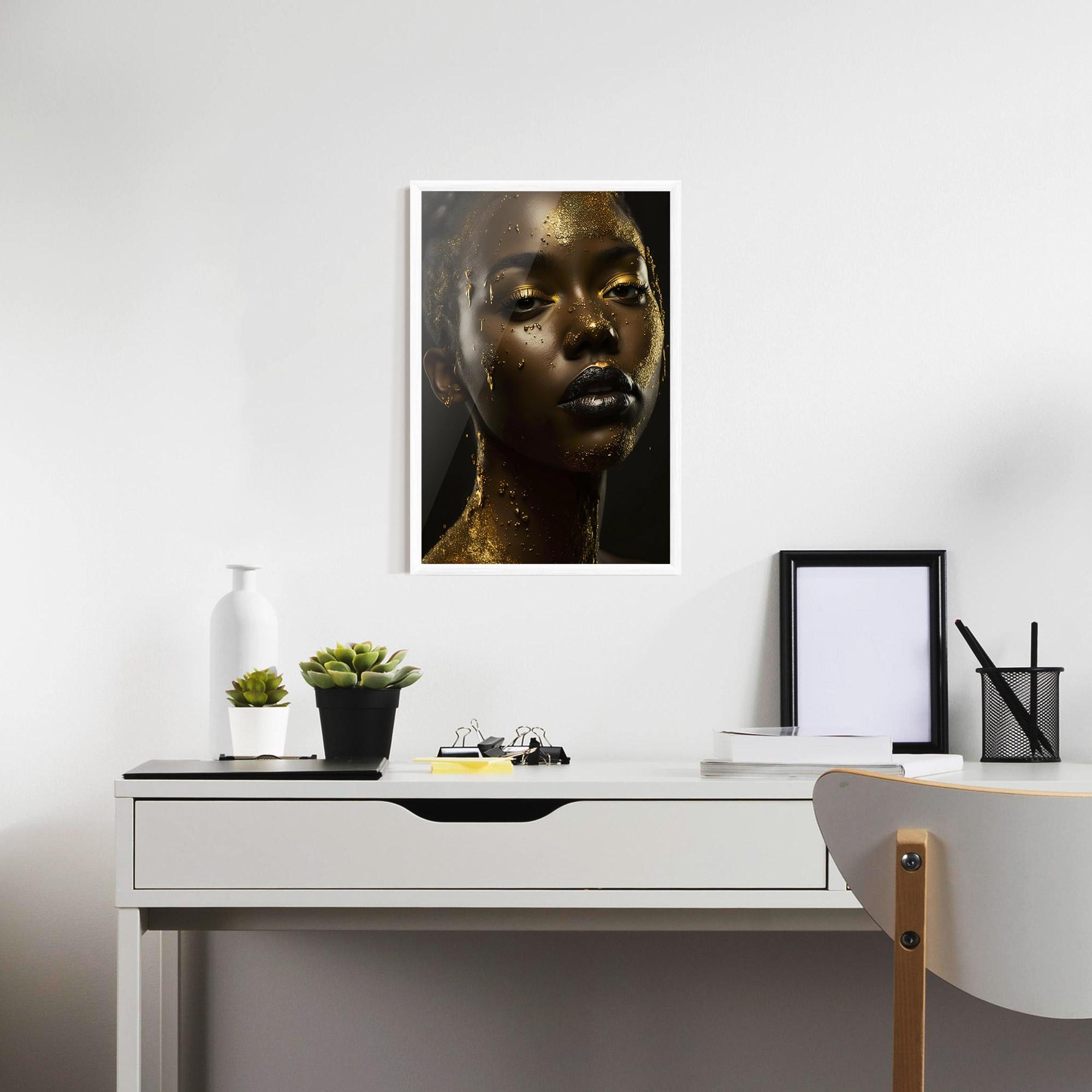 Poster Înrămat Gold Sparkling Woman mockup 7