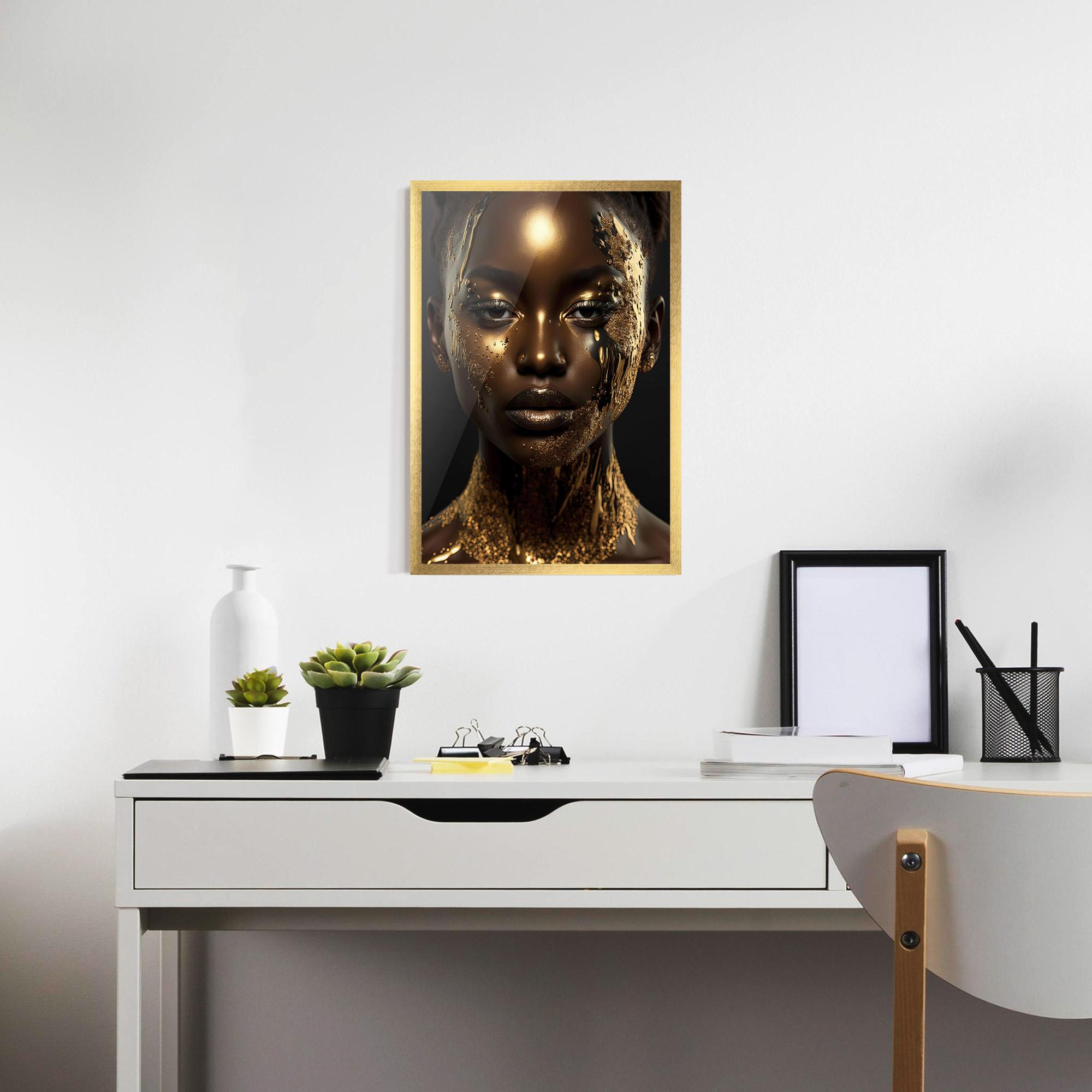 Poster Înrămat Dripping Gold Woman mockup 7